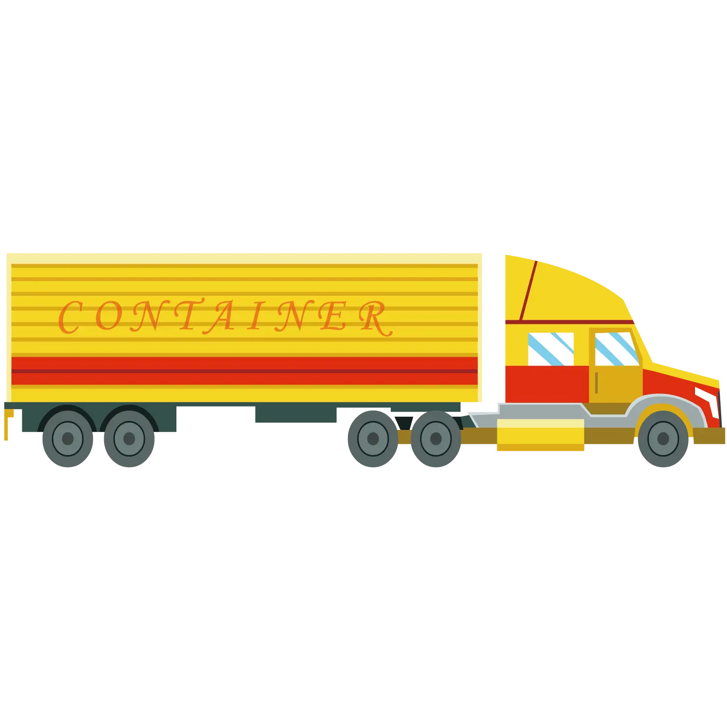 Yellow and Red Container Truck Illustration
