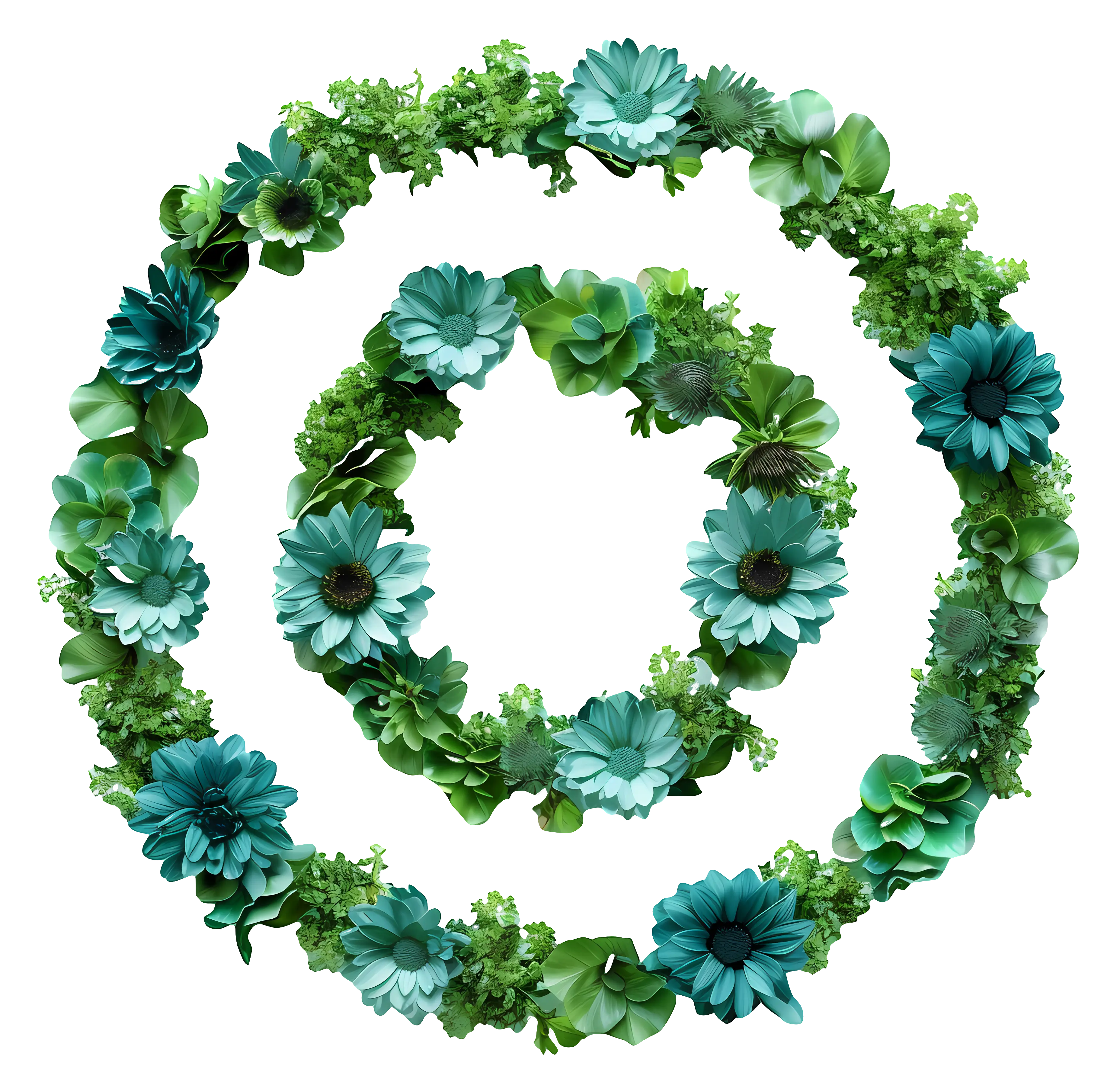 Beautiful Green and Blue Floral Wreath