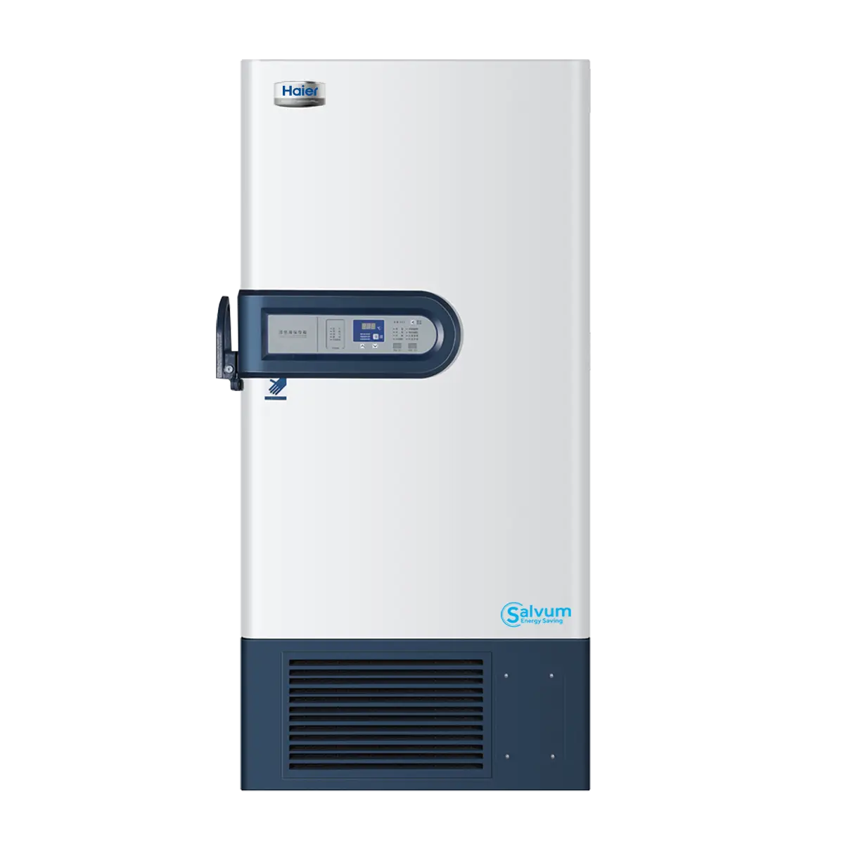 White and Blue Upright Freezer
