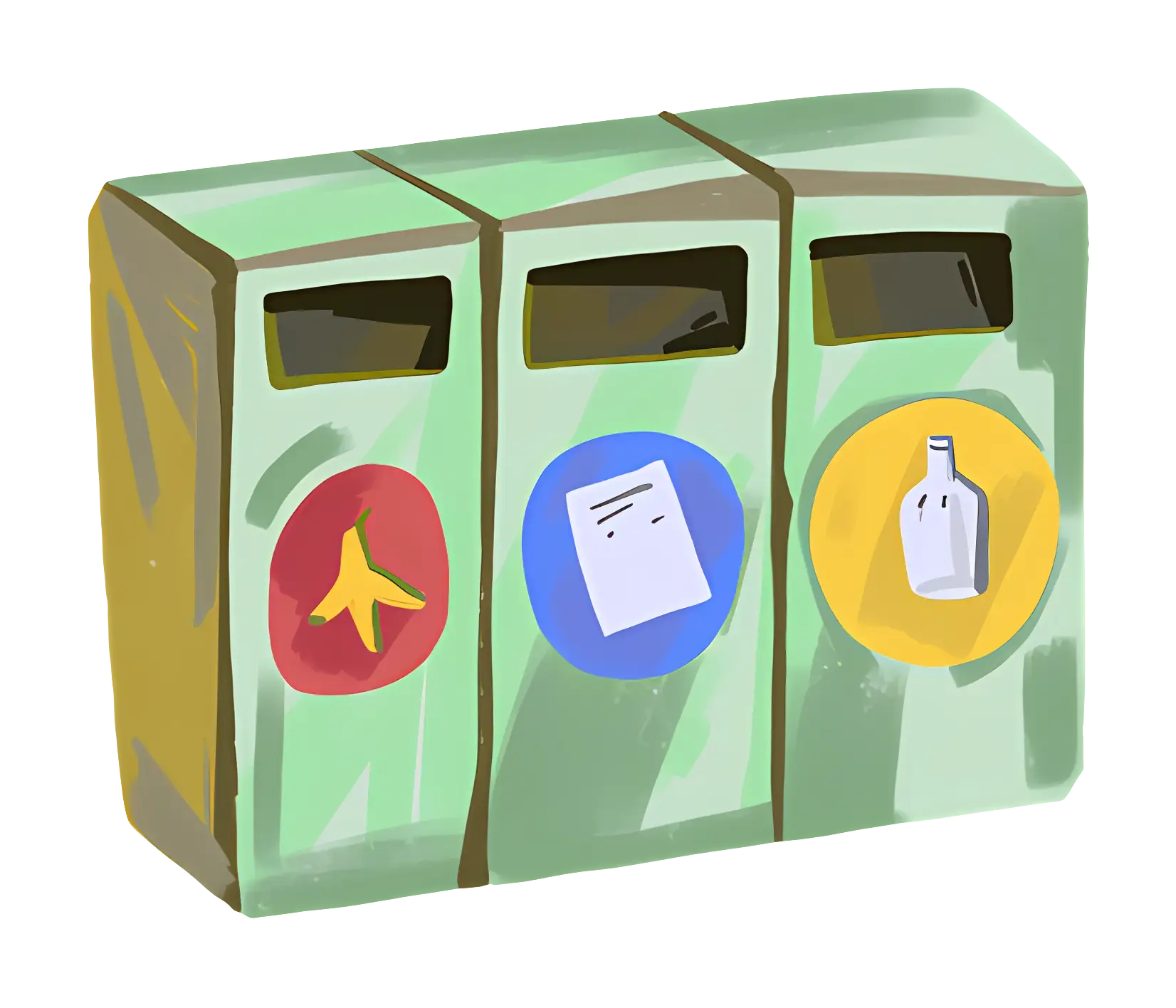 Illustration of Recycling Bins