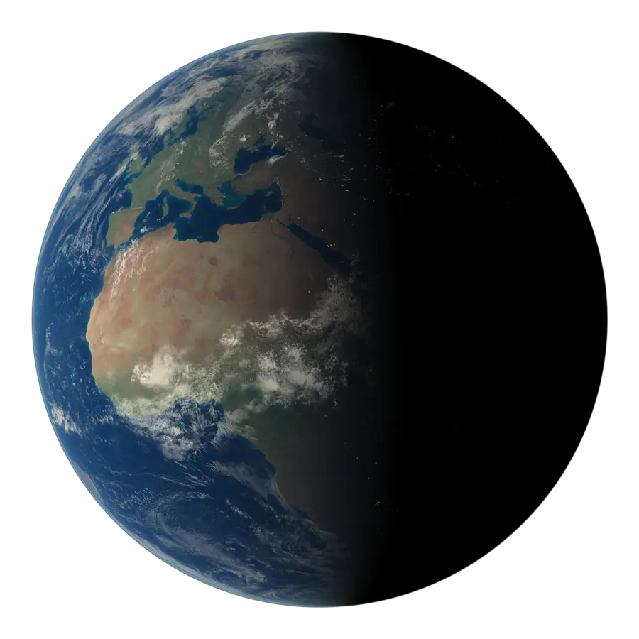 Earth from Space Showing Night and Day