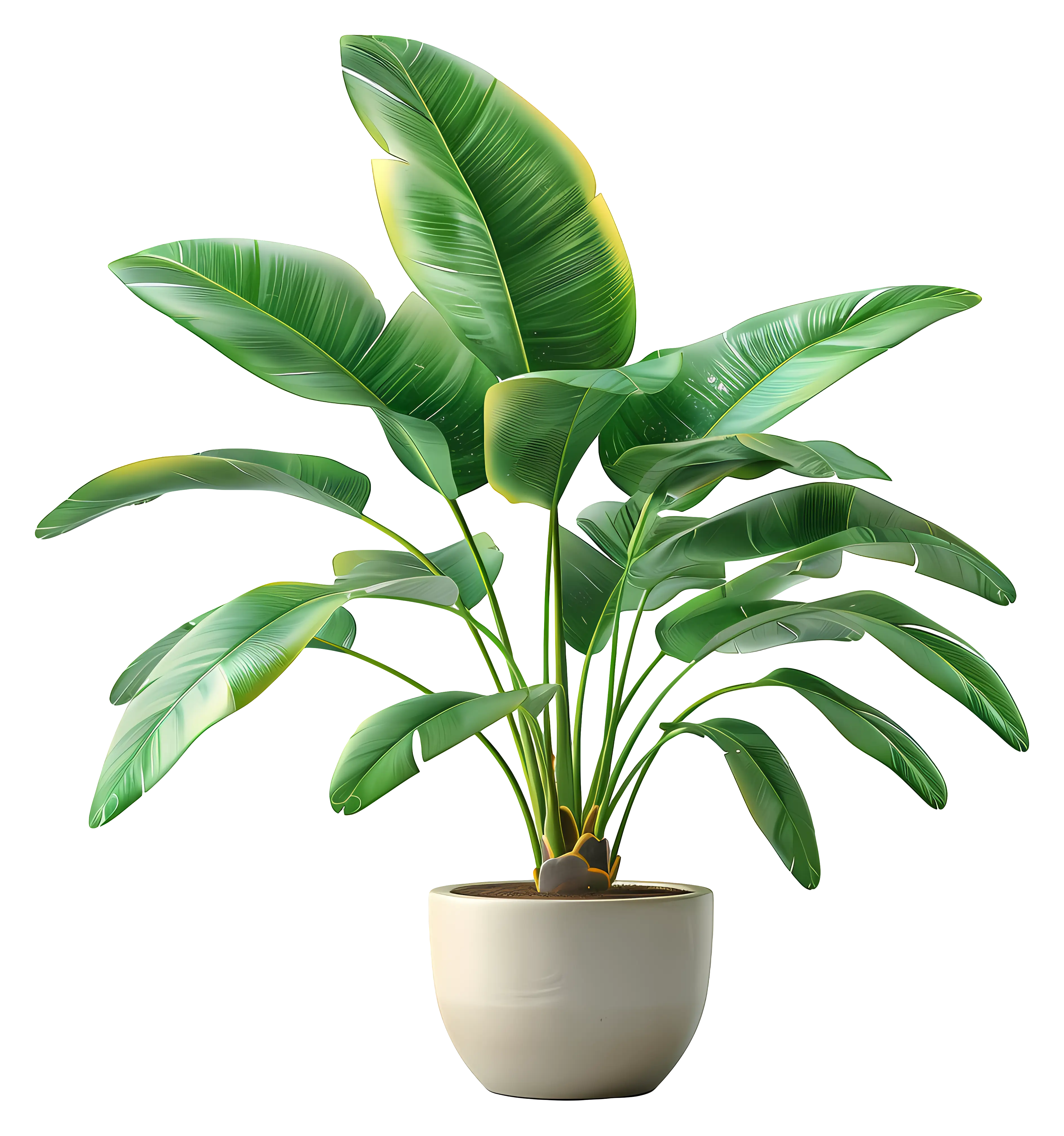 Large Green Indoor Plant in a White Pot