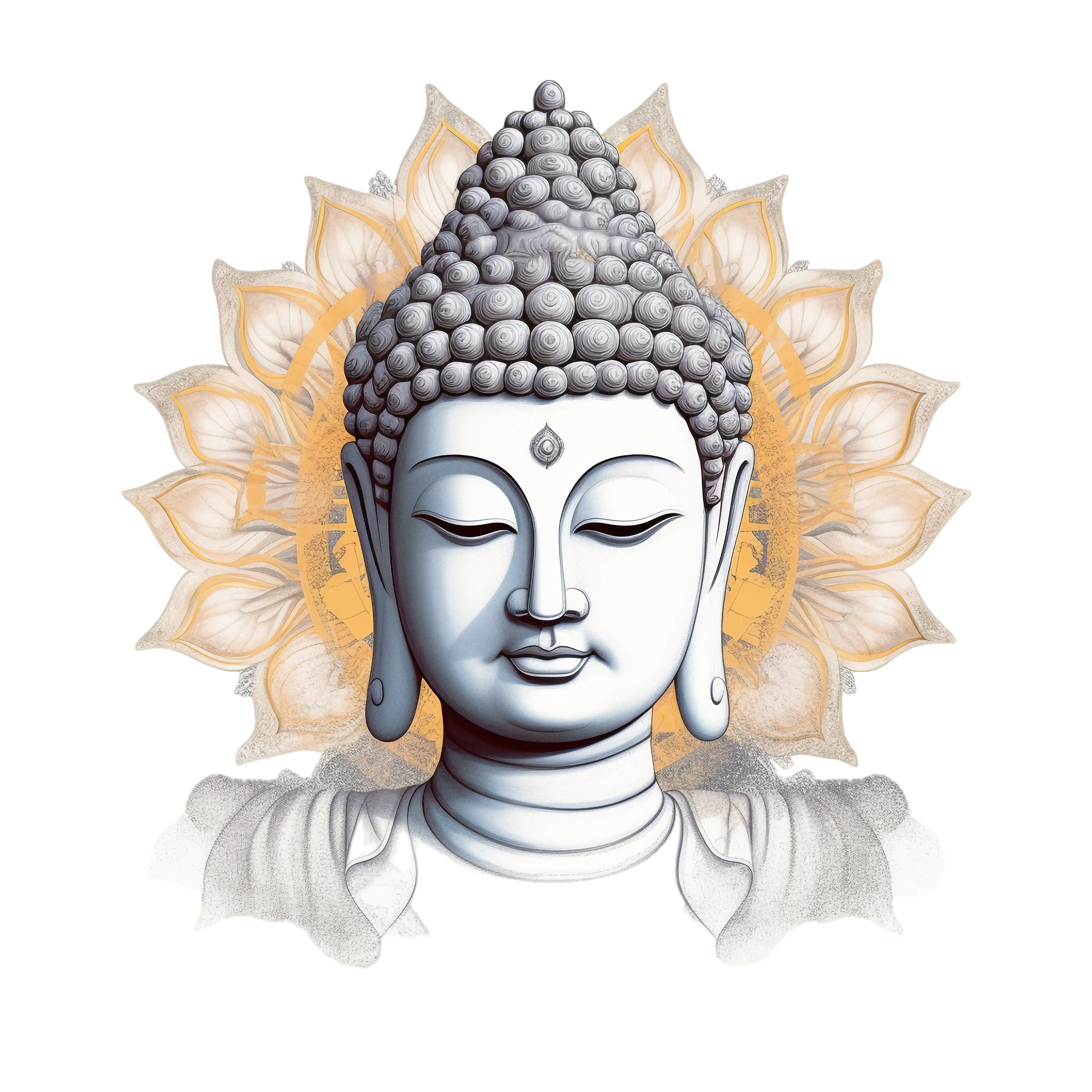 Buddha Head with Mandala Background