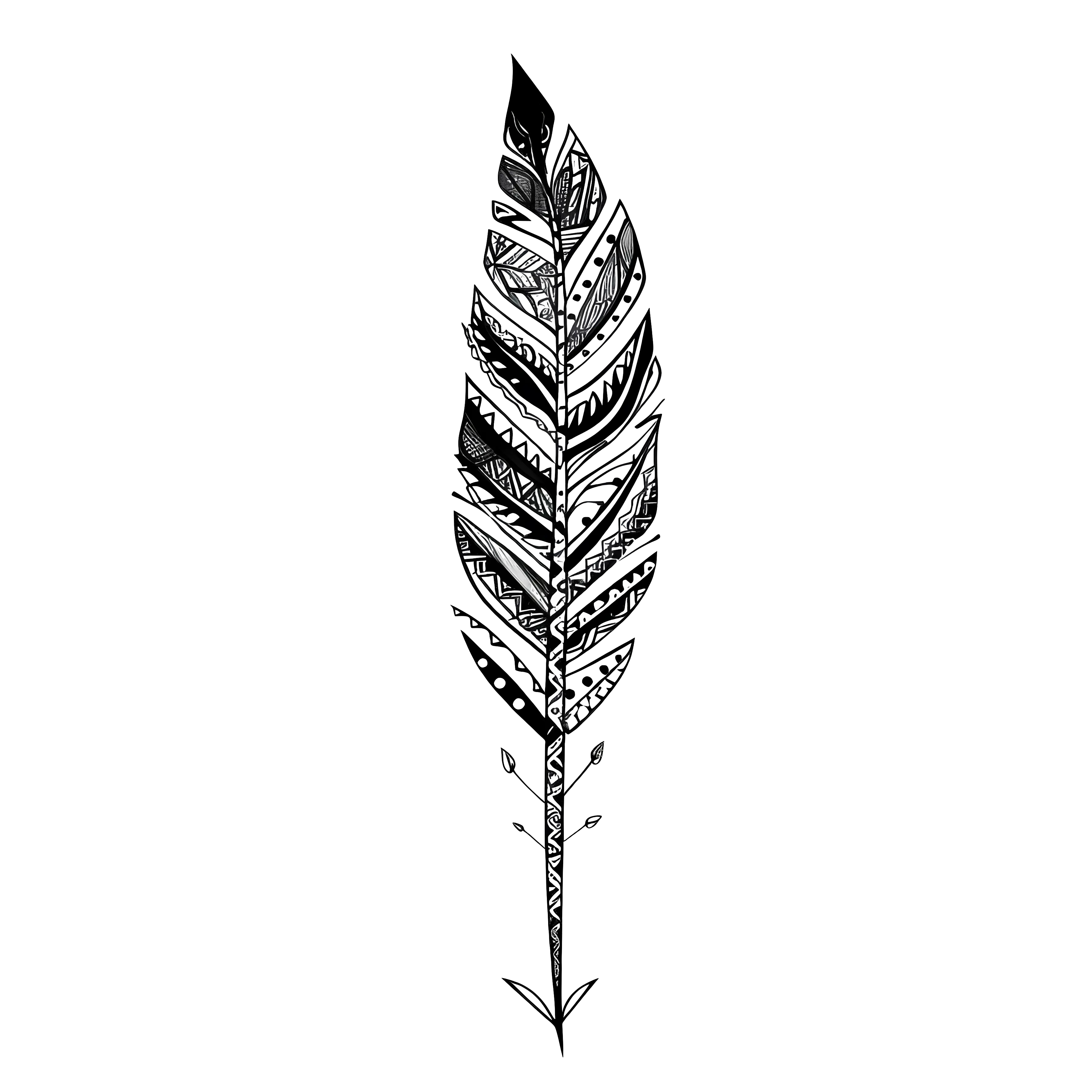 Patterned Black and White Feather