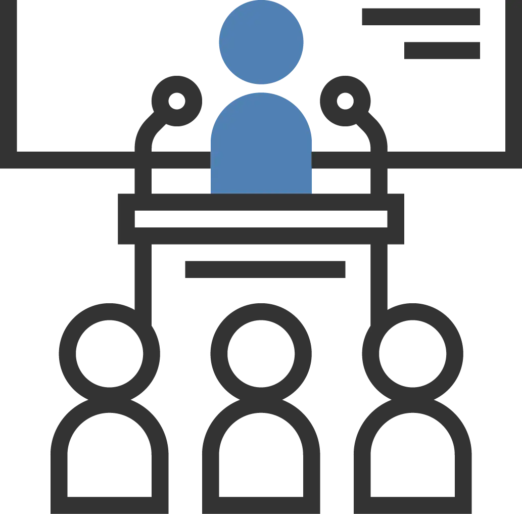 Presentation Icon with Speaker and Audience