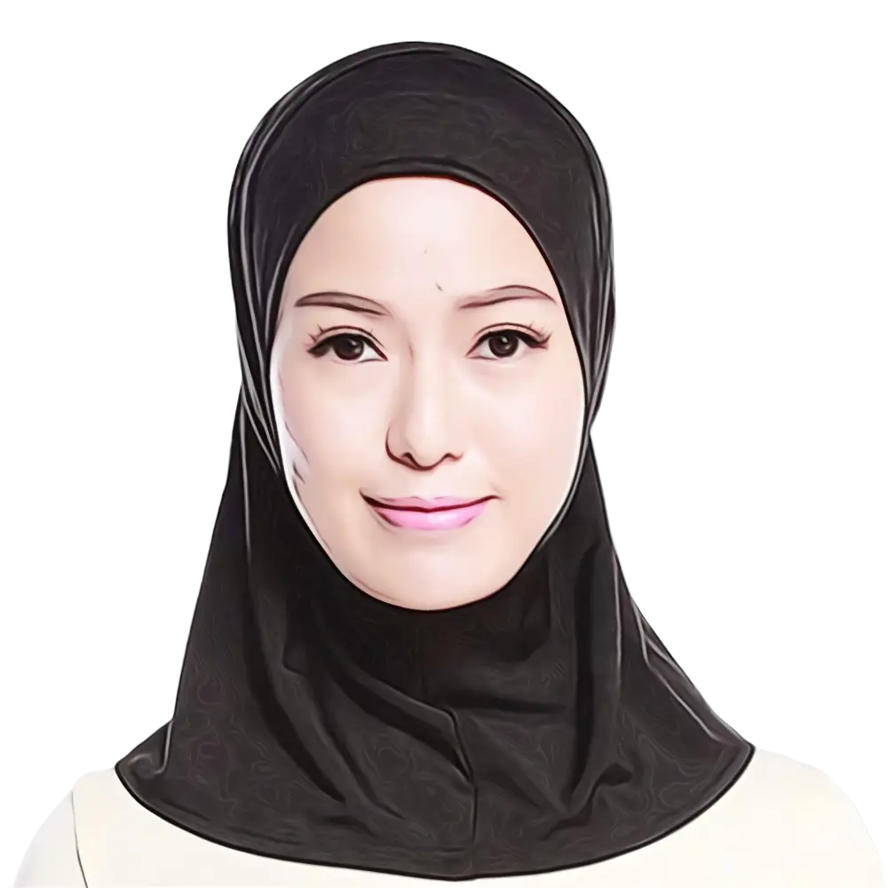 Smiling Person in Black Hijab
