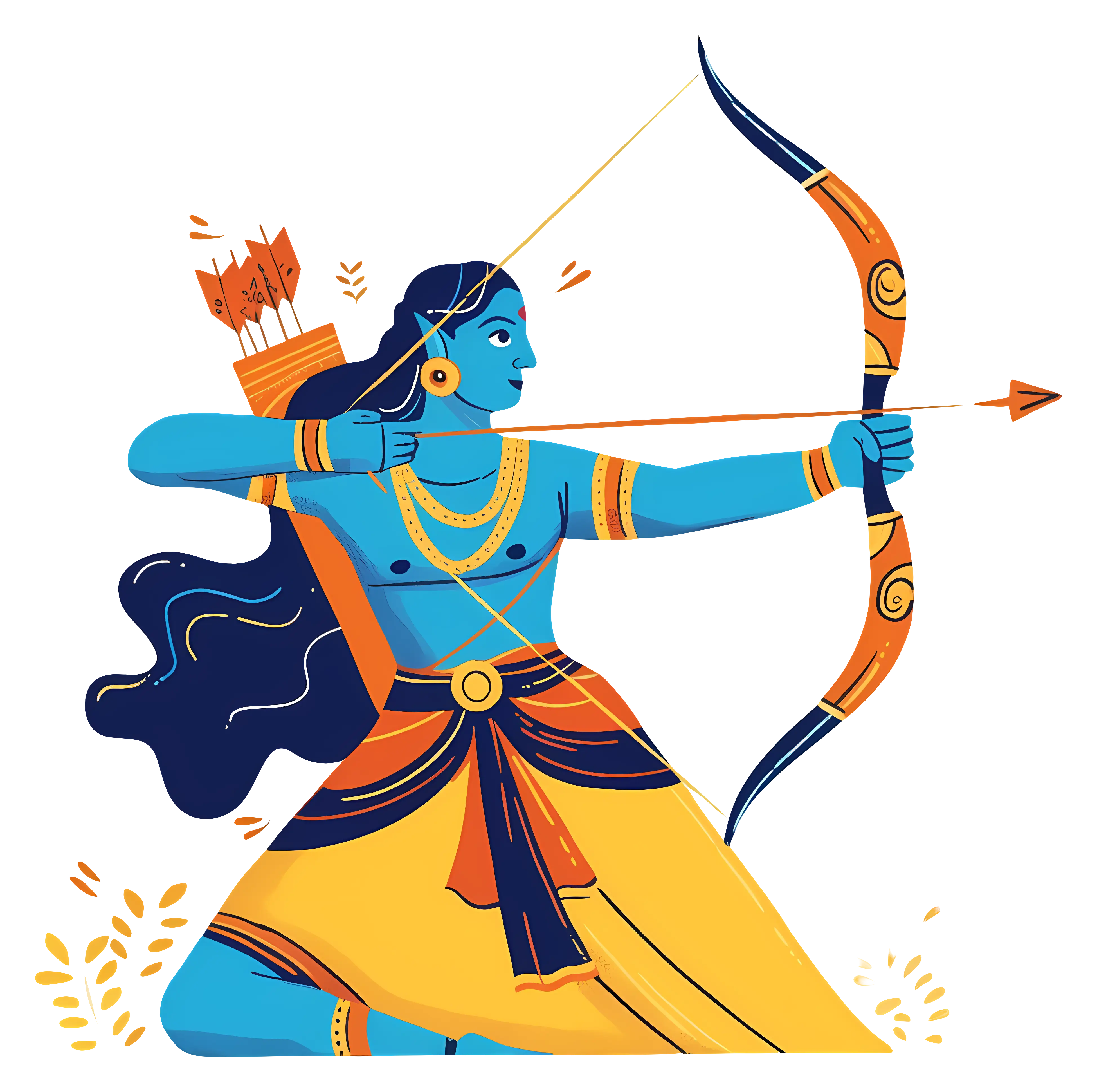 Blue Archer in Mythical Style Illustration