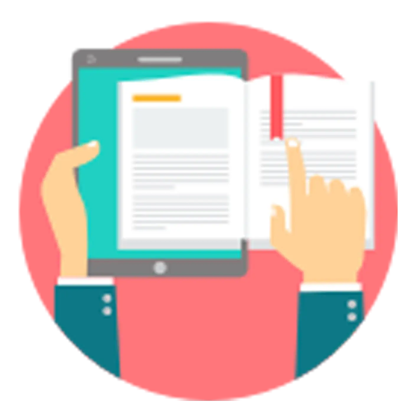 Tablet and Book Icon for E-Learning Concepts