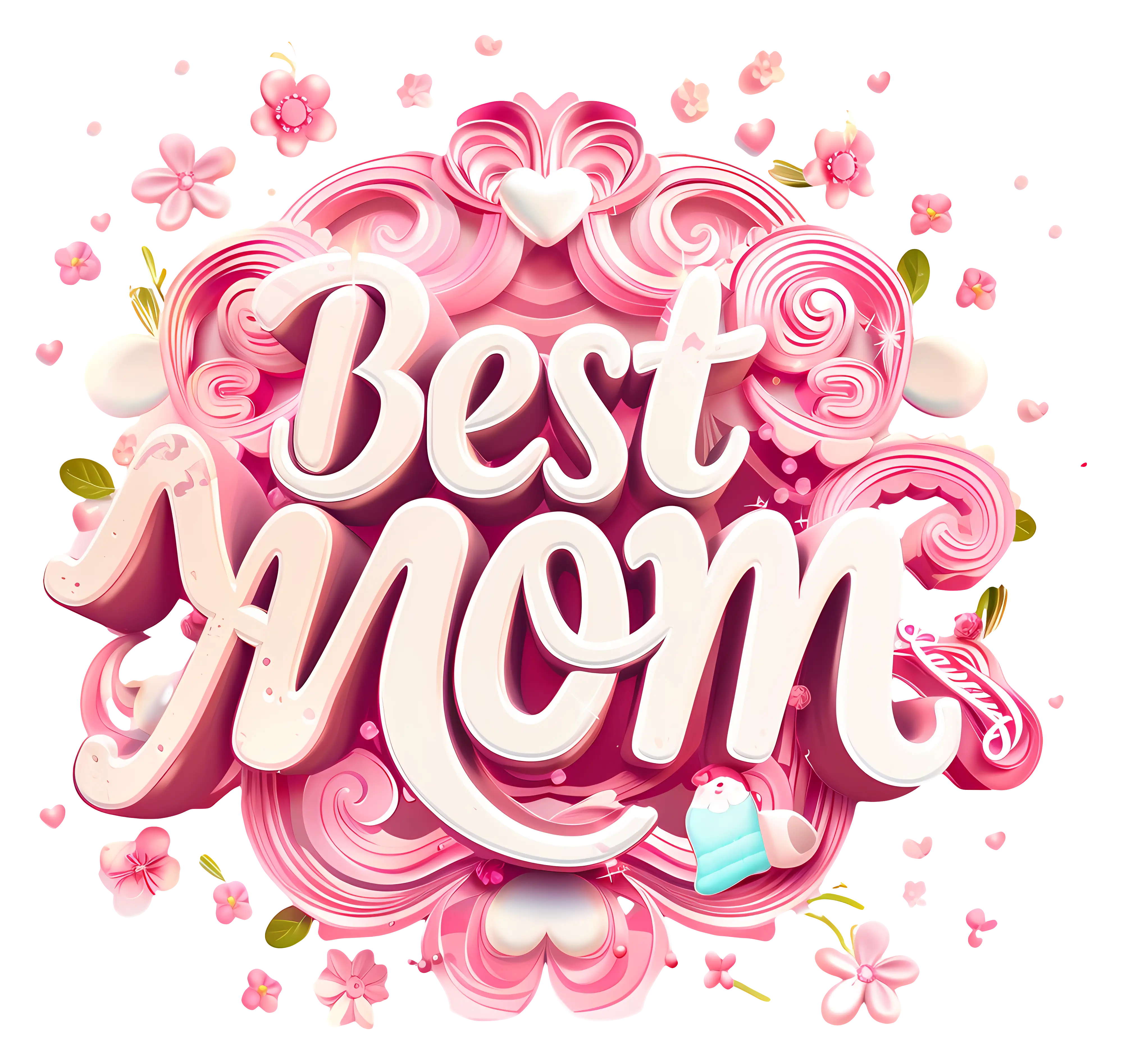 Best Mom Typography with Floral Decor
