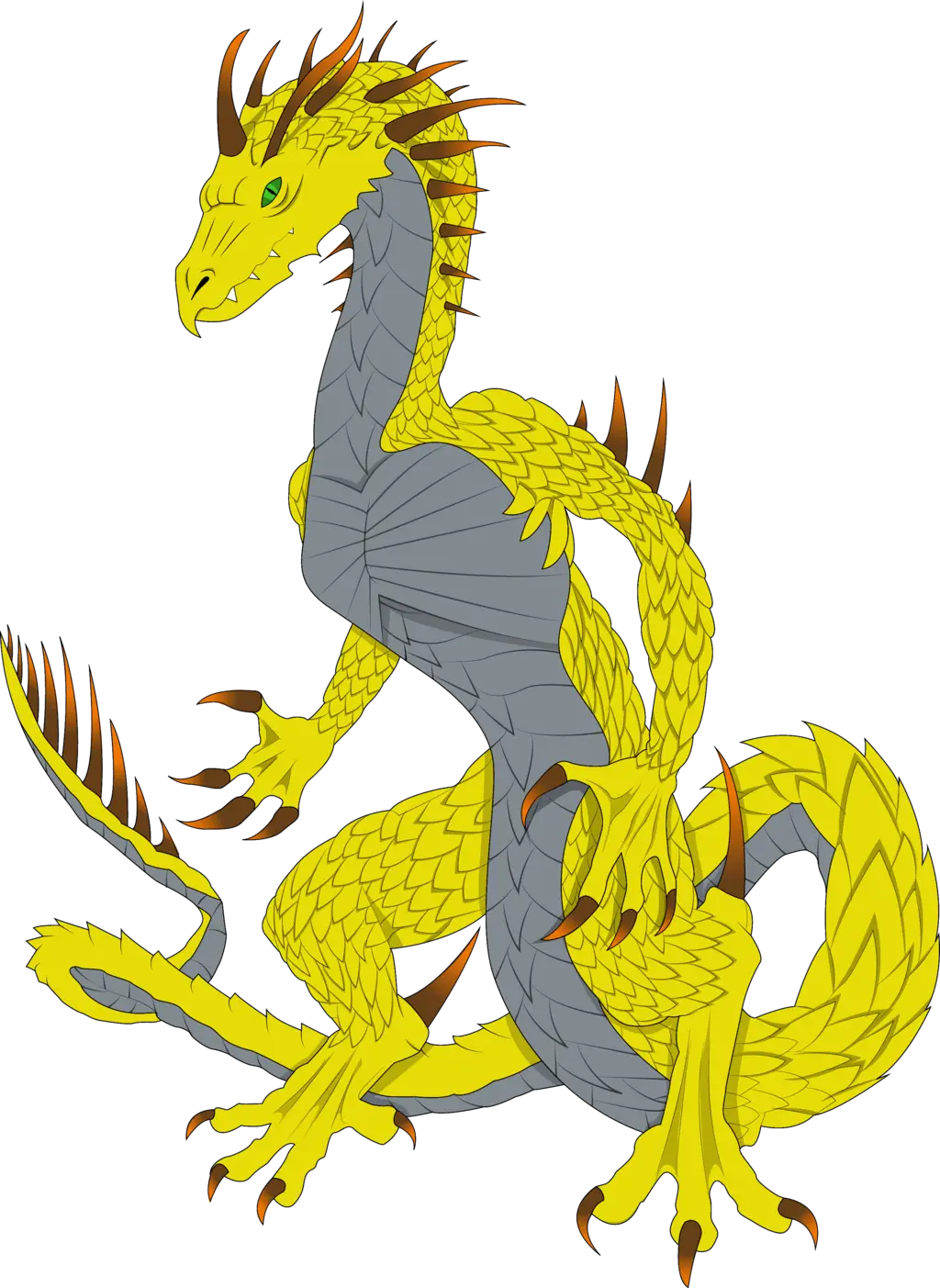 Yellow and Gray Illustrated Dragon in Fantasy Style