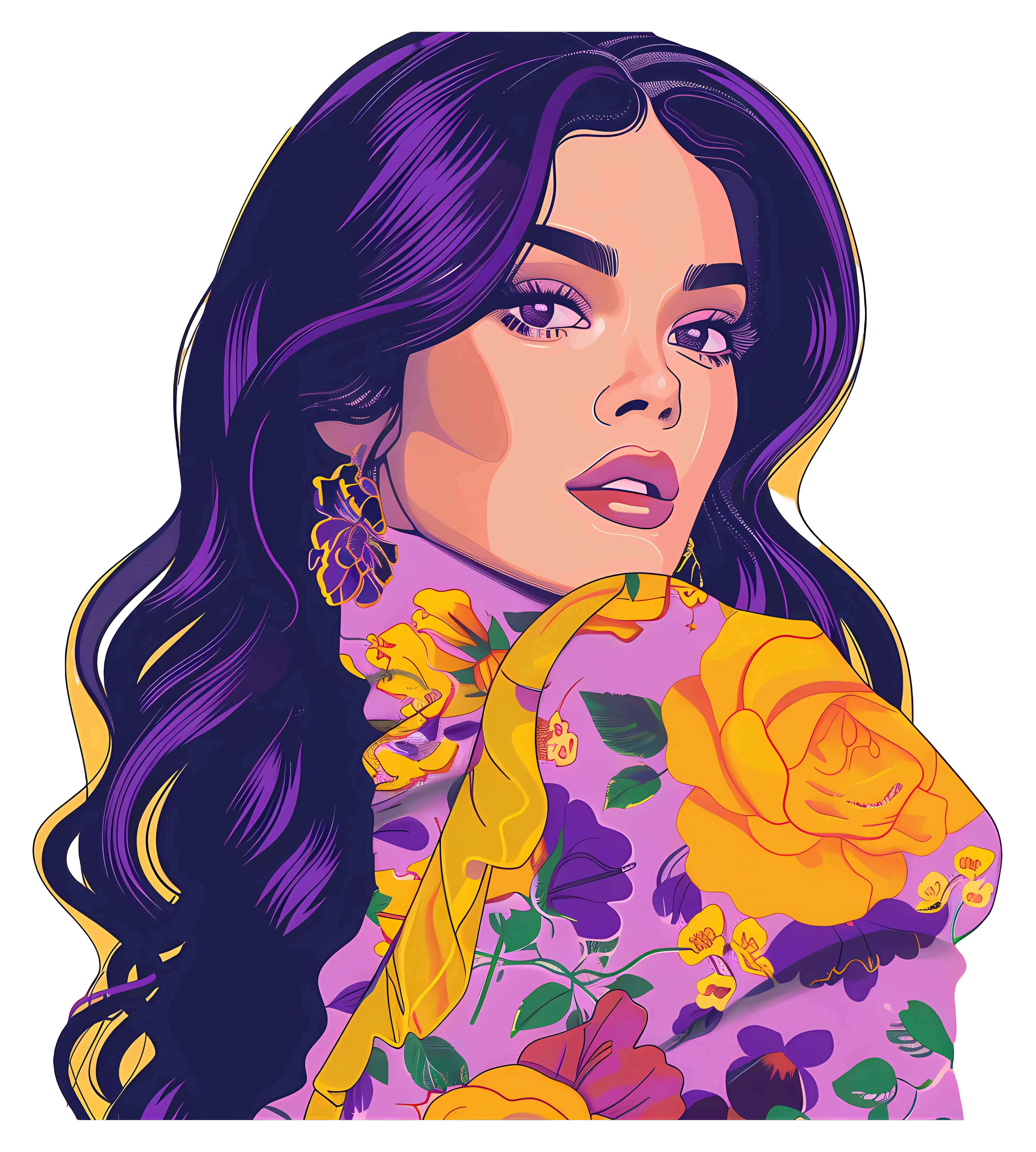 Stylish Woman with Floral Dress