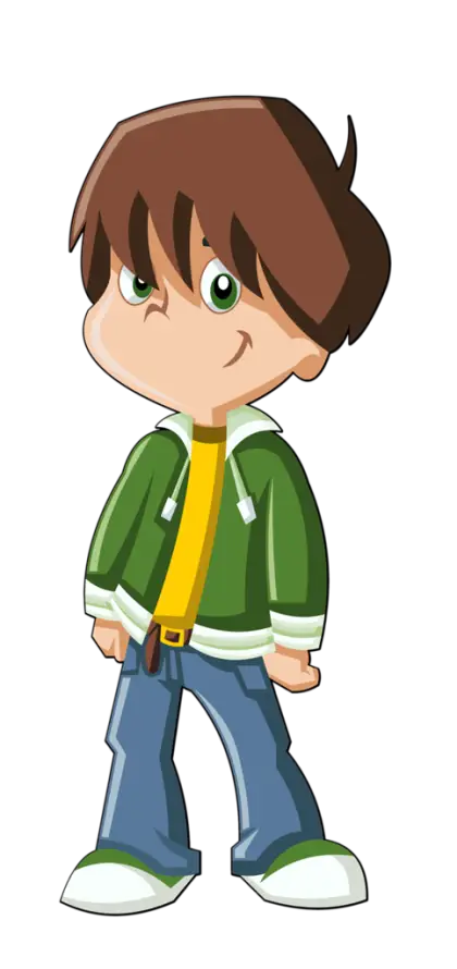 Cartoon Boy in Green Jacket