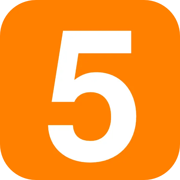 Bold Orange Number Five Icon