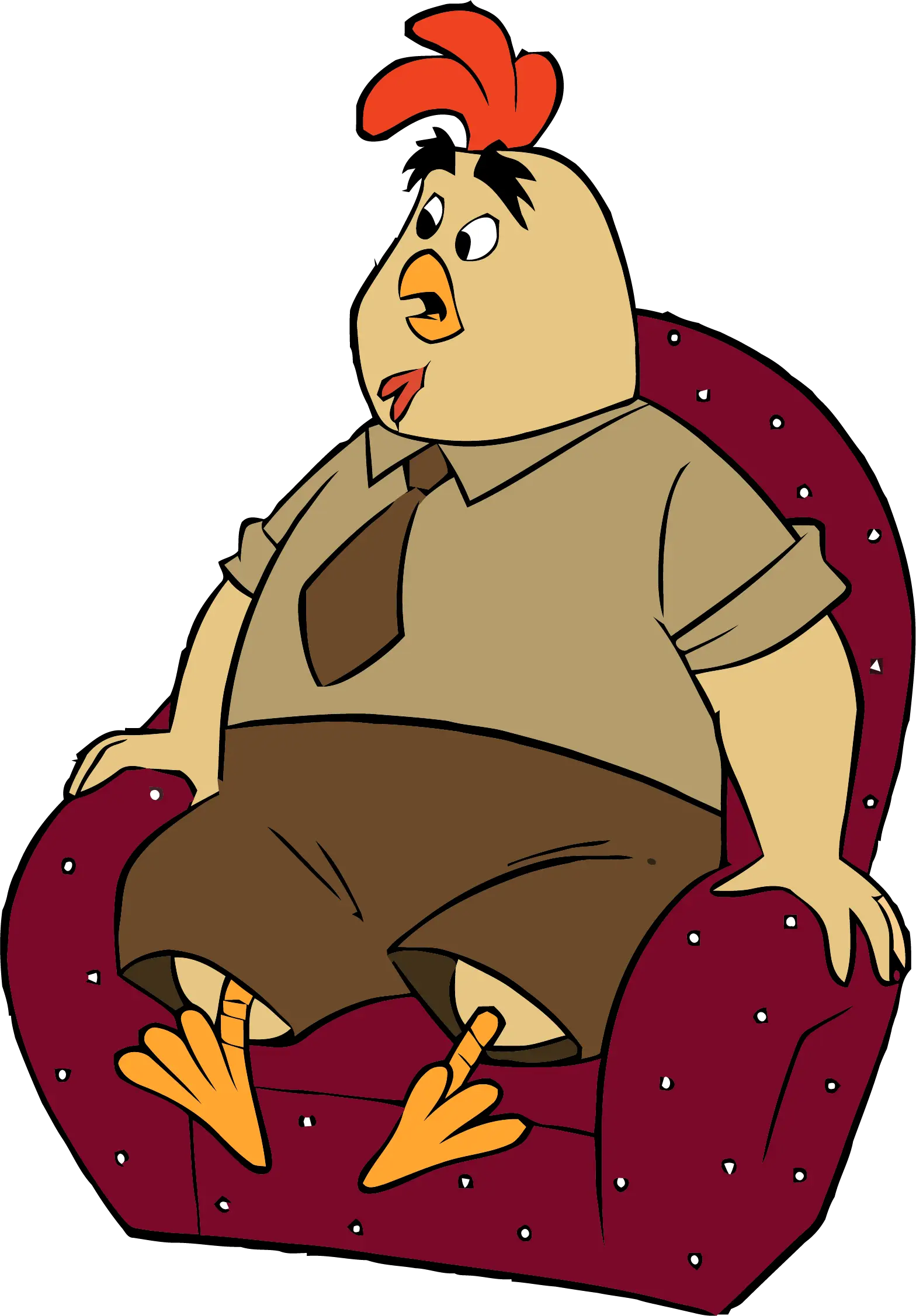 Cartoon Chicken Sitting on a Chair