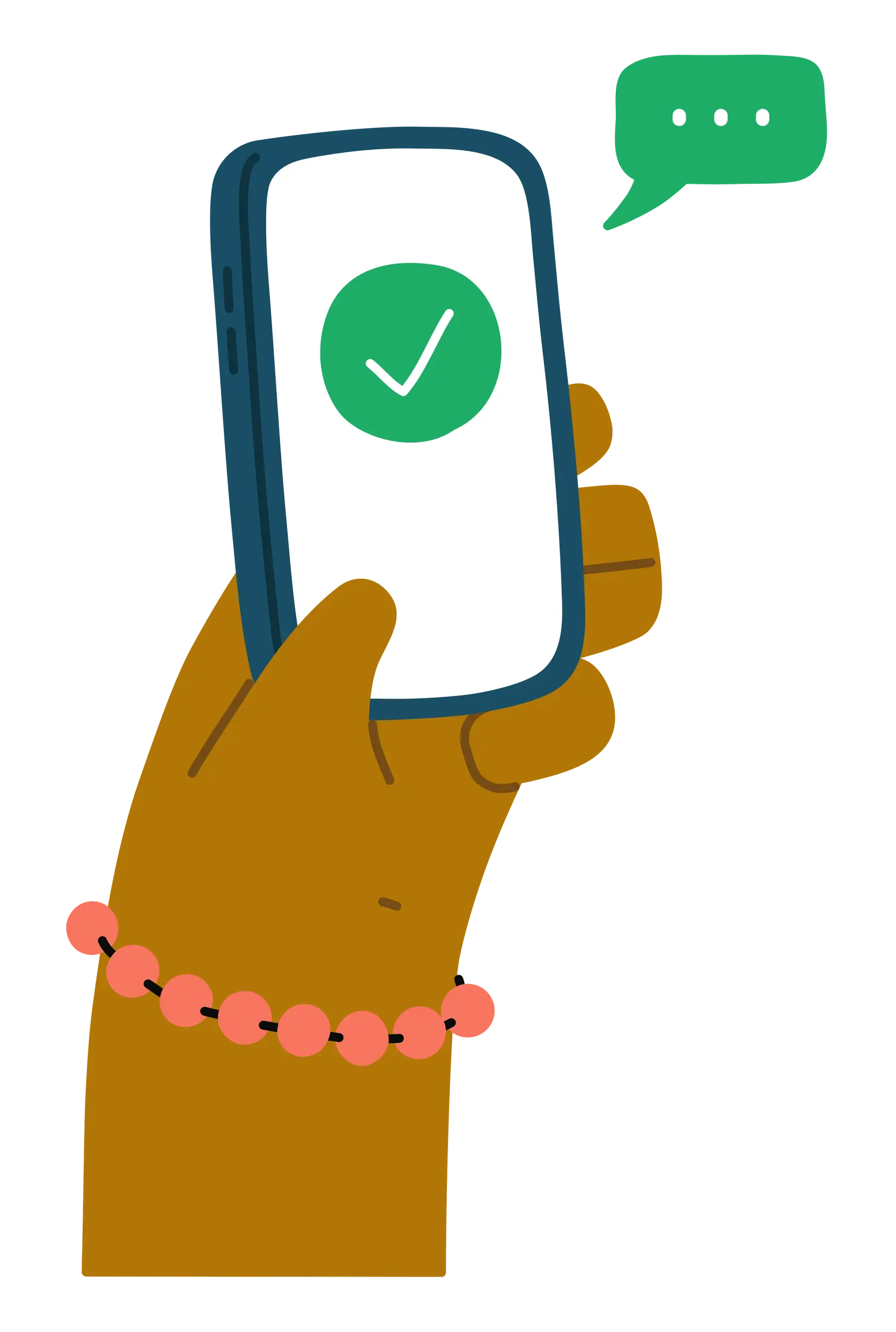 Hand Holding Smartphone with Digital Confirmation