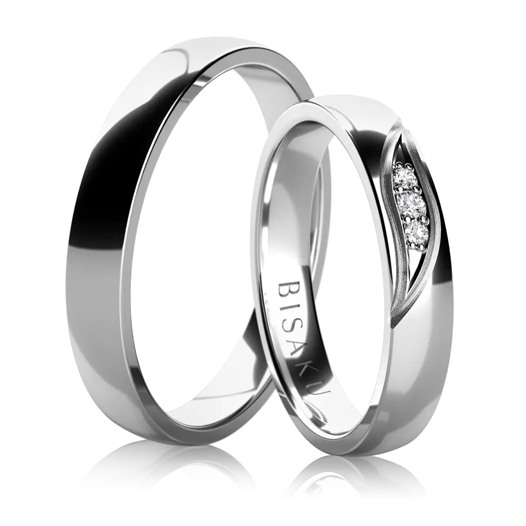 Silver Wedding Rings with Diamond Accent