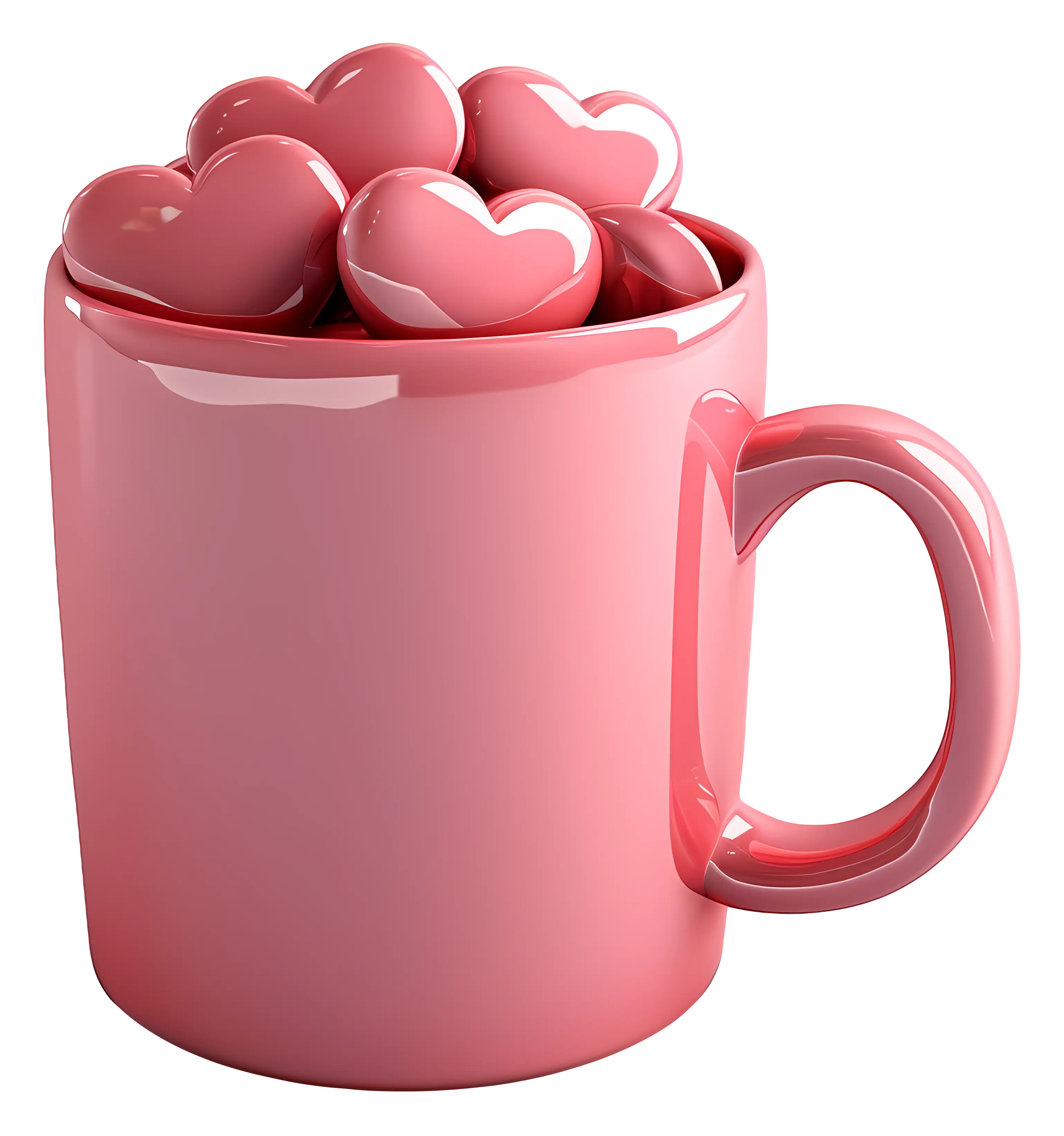 Pink Coffee Mug with Heart Decorations