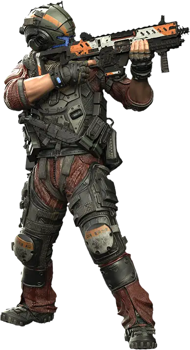 Armored Soldier Holding Weapon