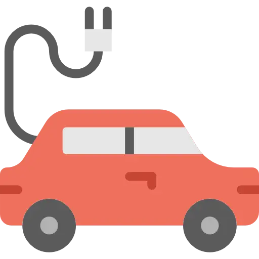 Electric Car Icon with Plug