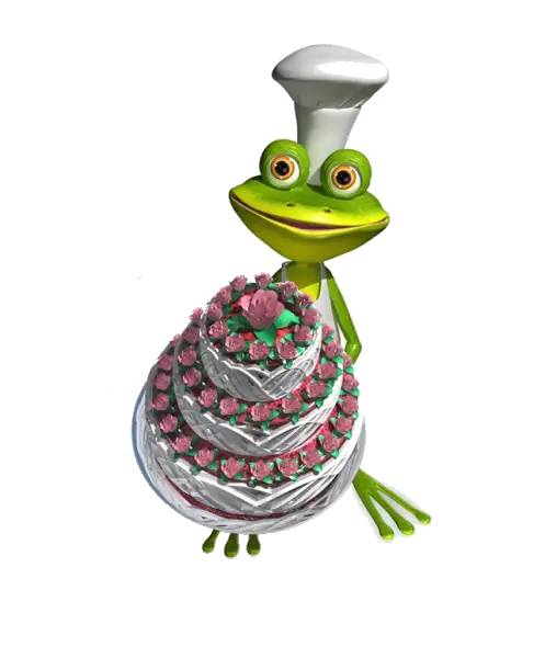 Cartoon Frog Chef with Cake