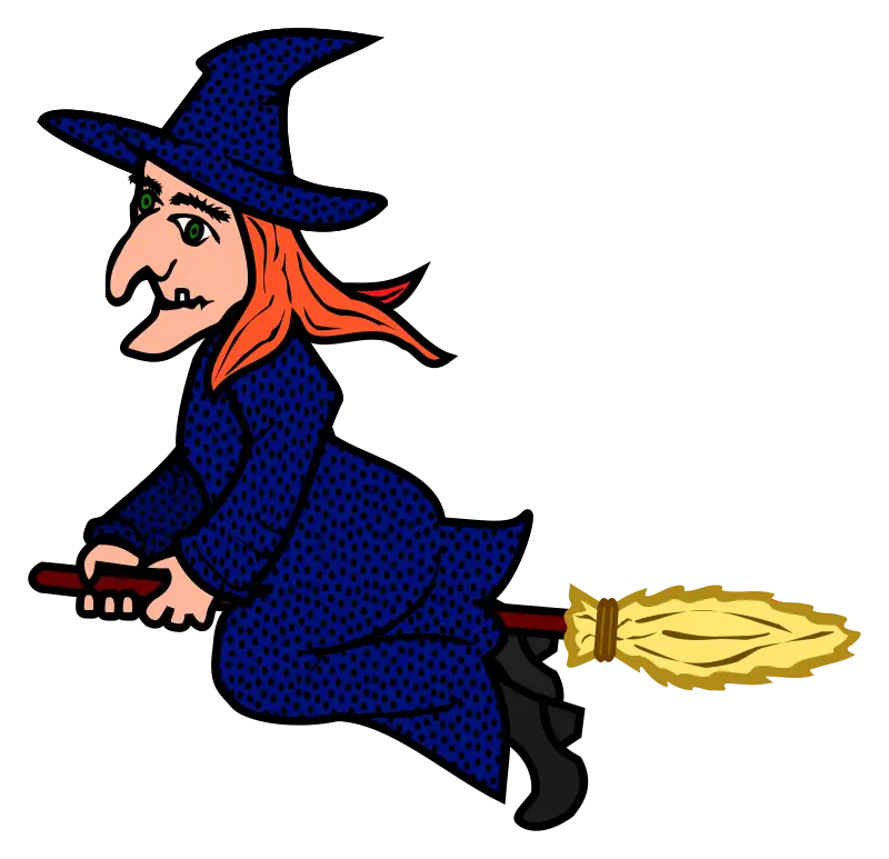 Witch Riding a Broomstick Illustration