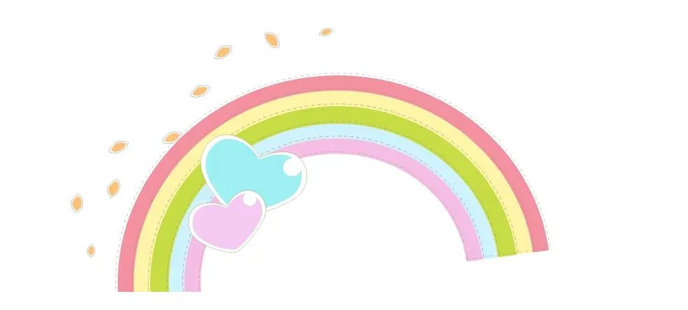 Pastel Rainbow with Adorable Heart Accents