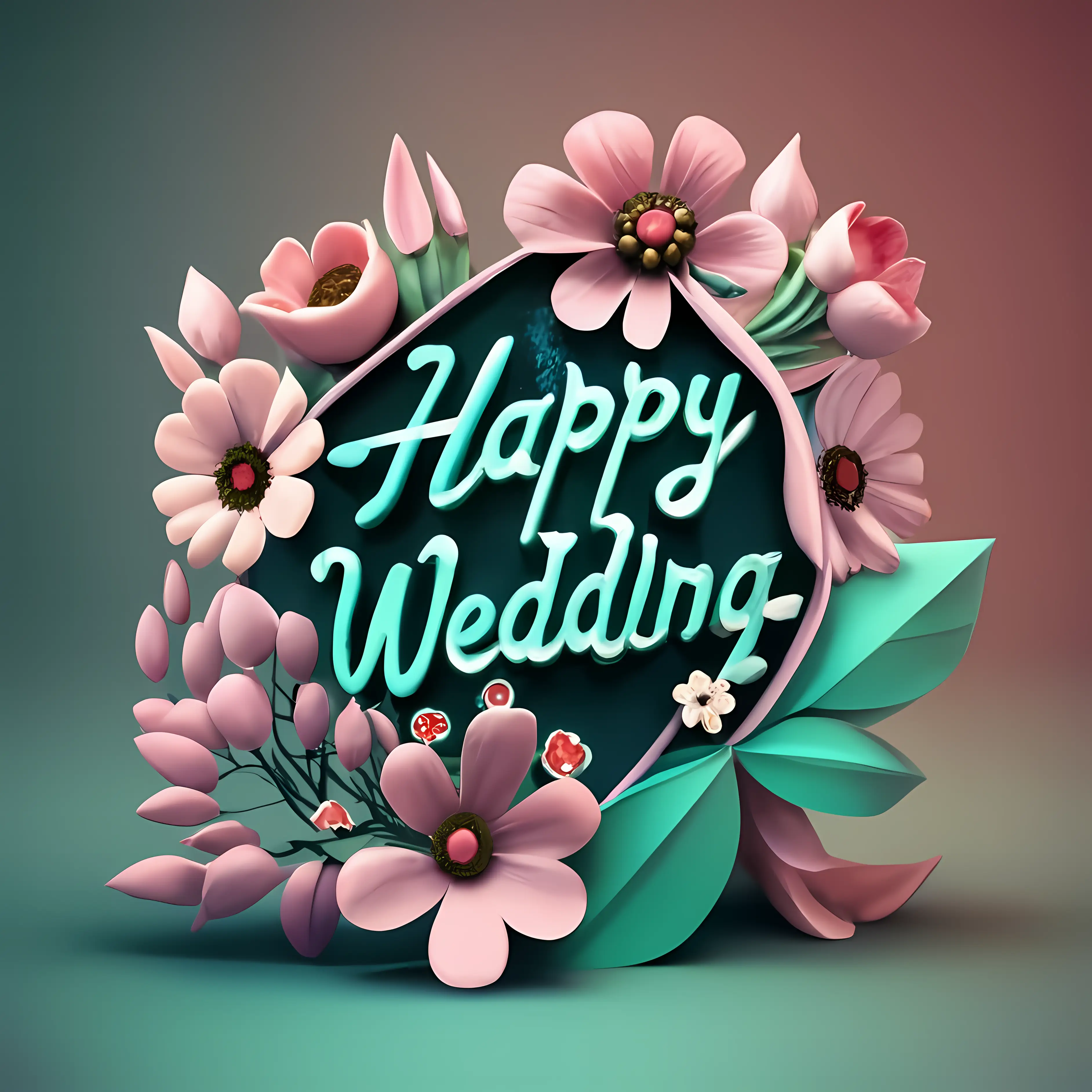 Happy Wedding Sign with Flower Details