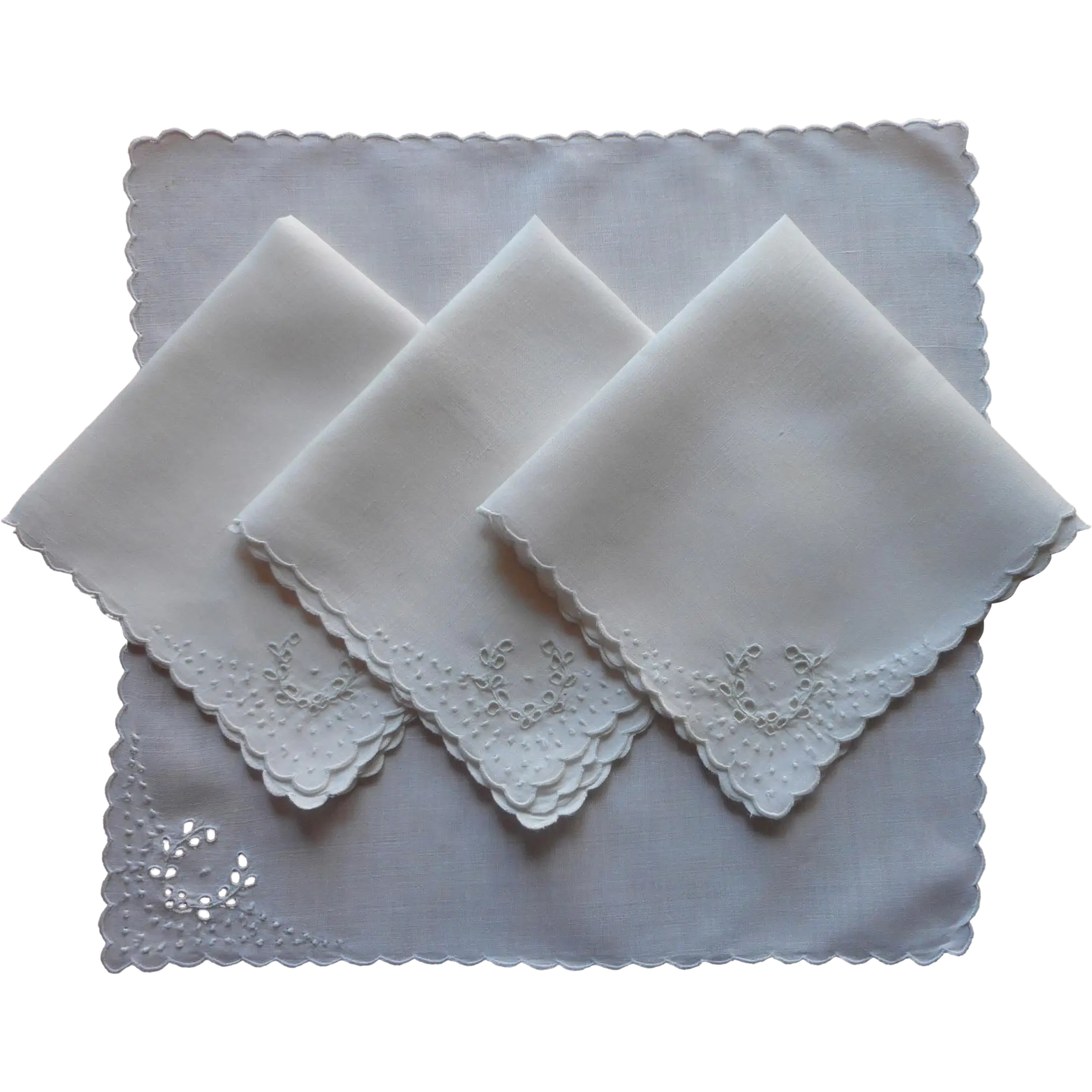 Delicate White Handkerchiefs with Lace Edges