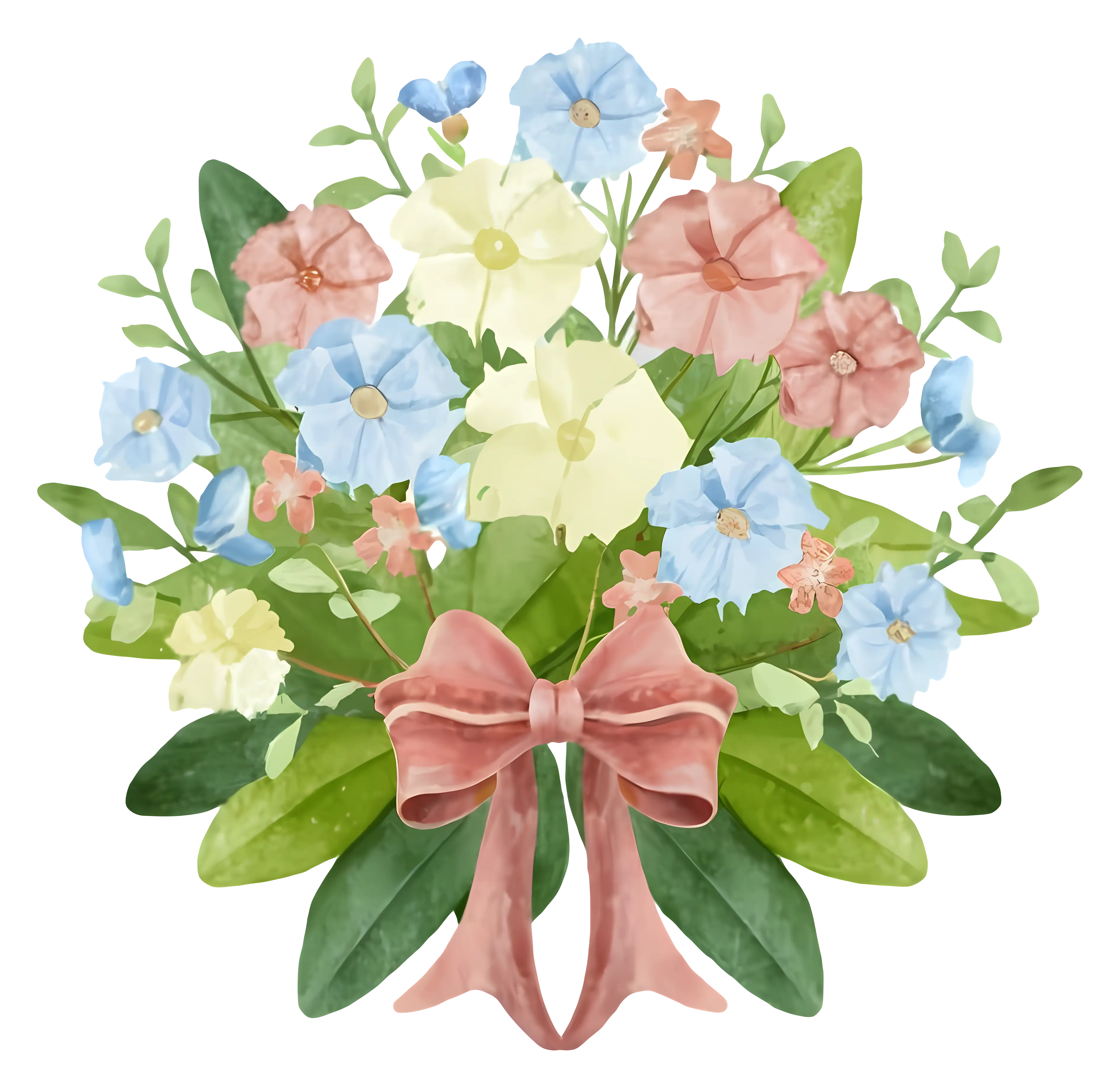 Colorful Flower Bouquet with Pink Ribbon