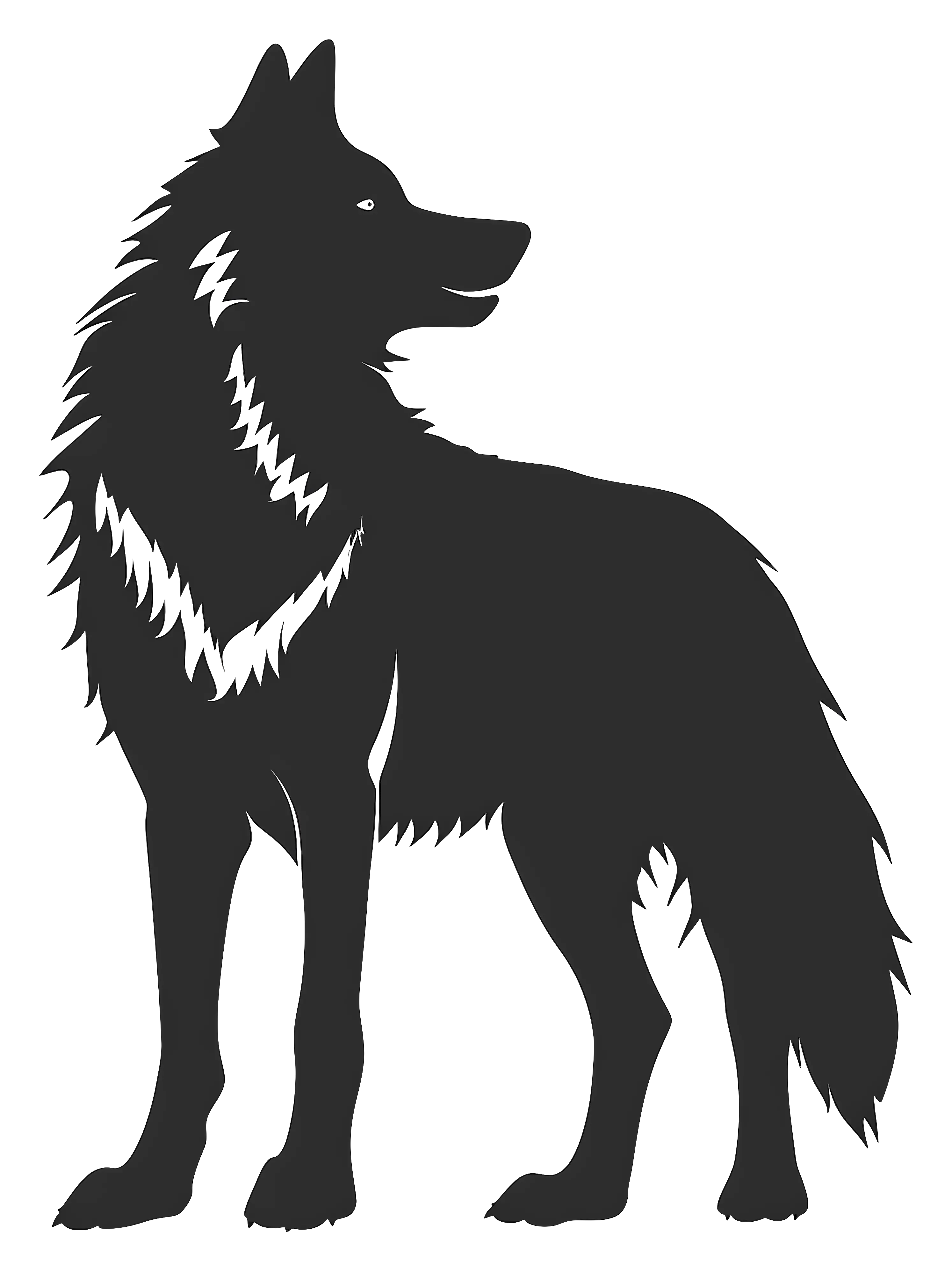 Canine Silhouette in Bold Outline