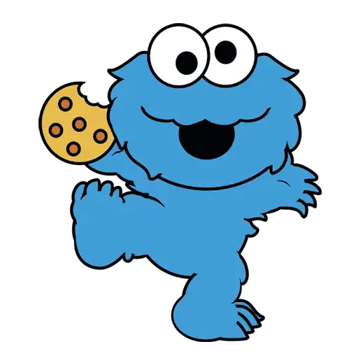 Cartoon Blue Monster Eating a Cookie