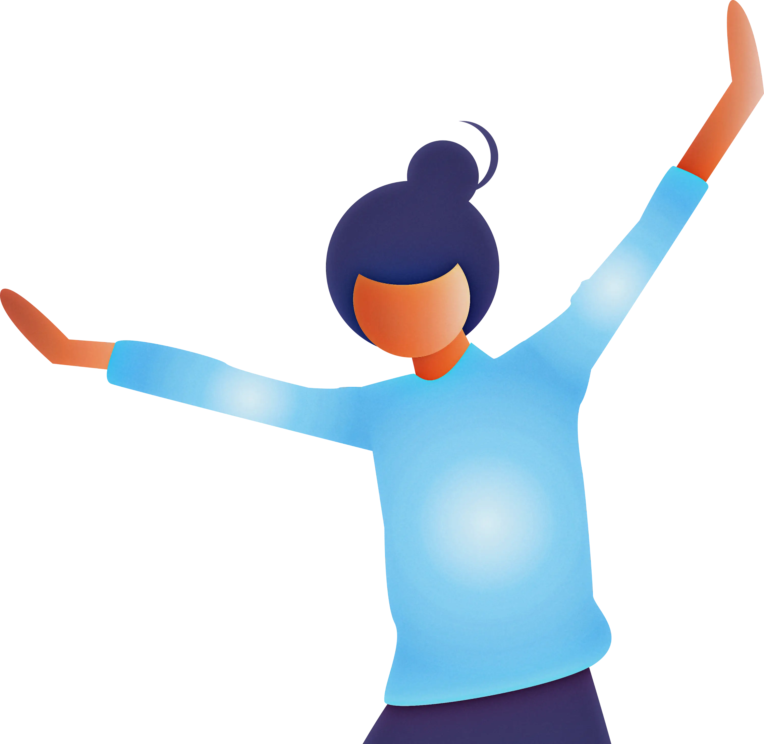 Joyful Woman Raising Arms in Excitement