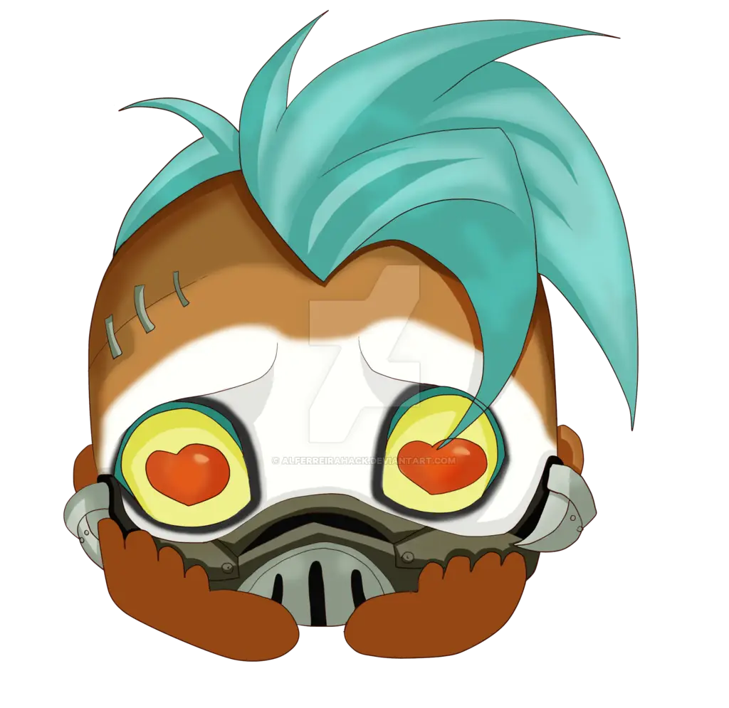 Cute character with blue hair and heart eyes