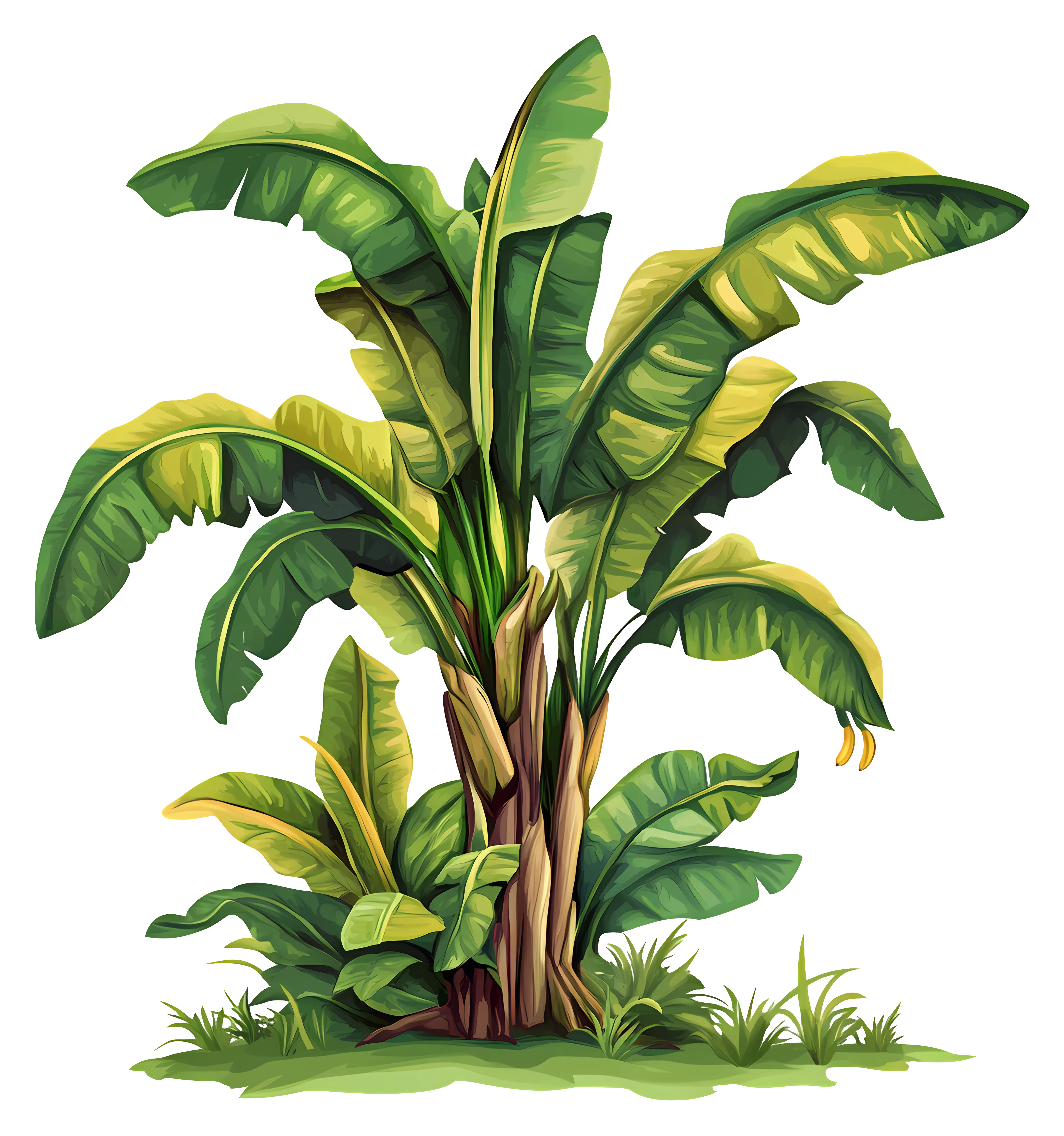 Banana Tree with Green Leaves