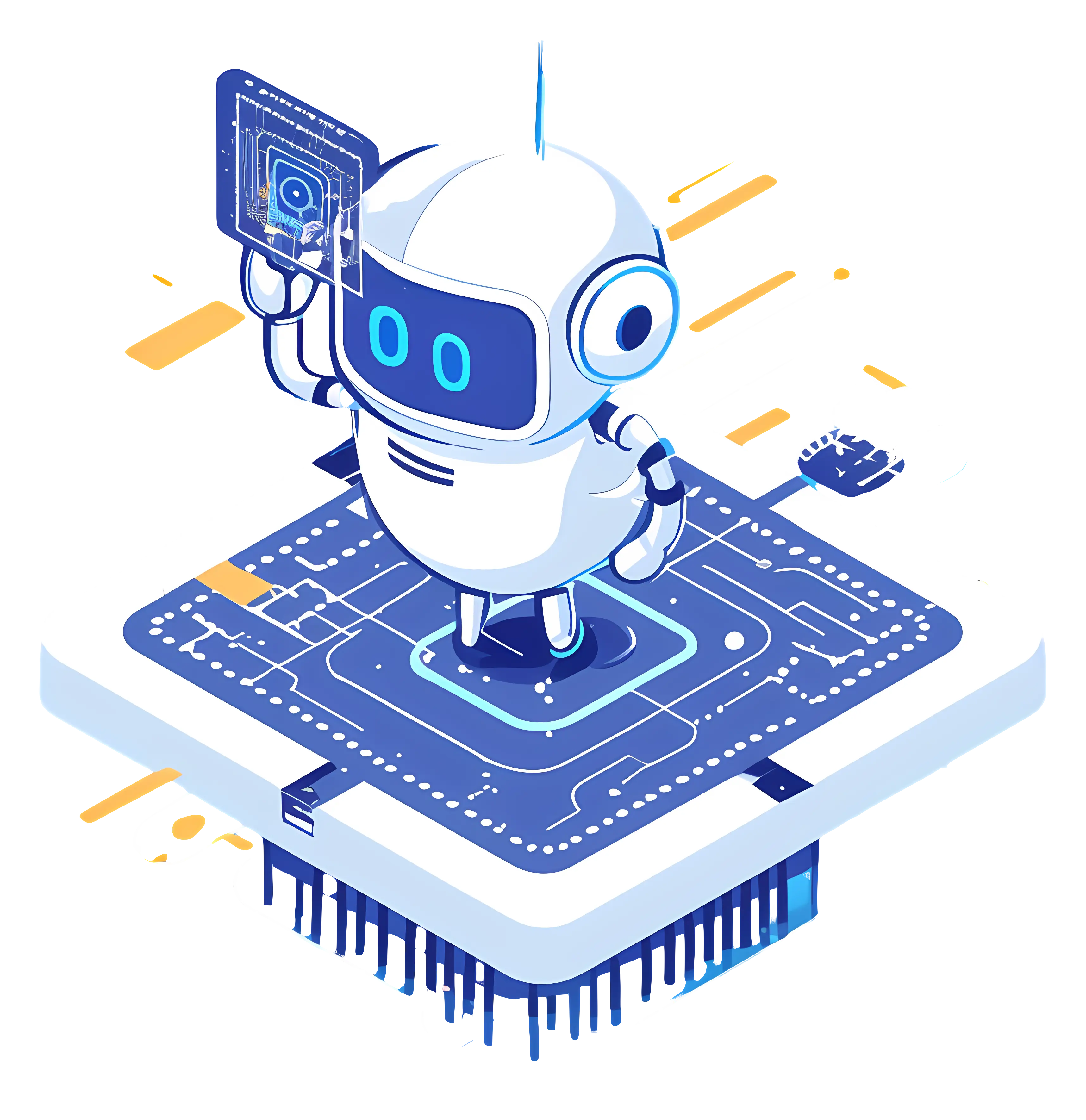 Futuristic Robot with Digital Interface