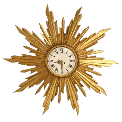 Golden Sunburst Wall Clock
