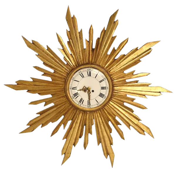 Golden Sunburst Wall Clock