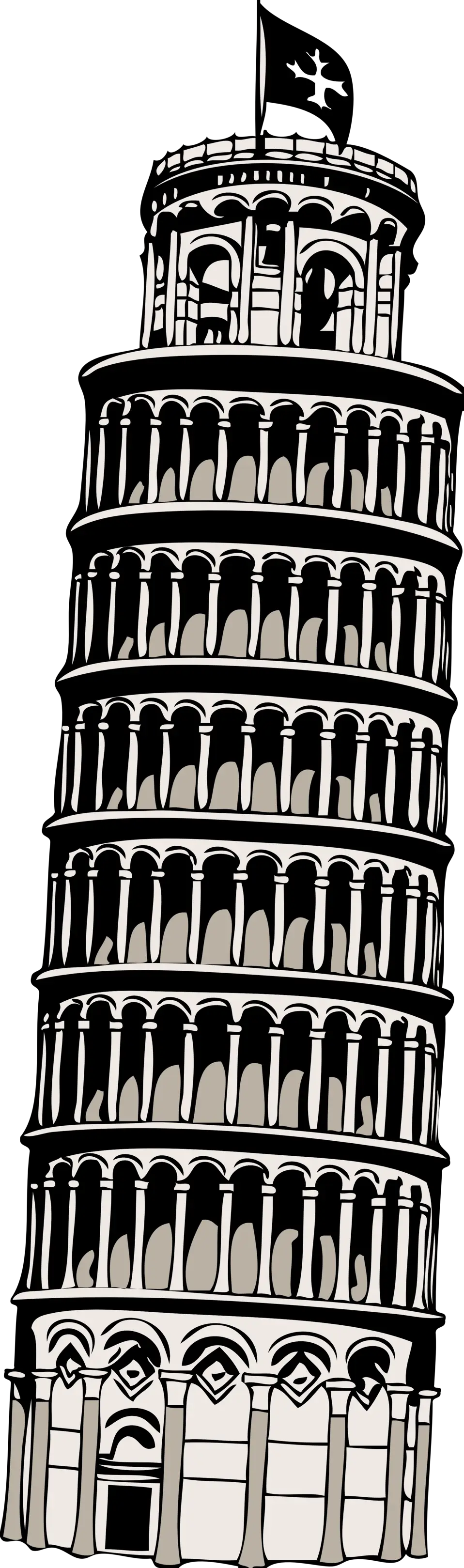 Leaning Tower of Pisa Illustration