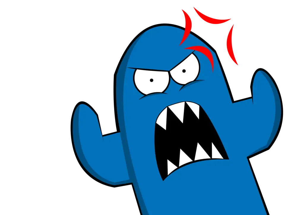 Angry Blue Cartoon Character