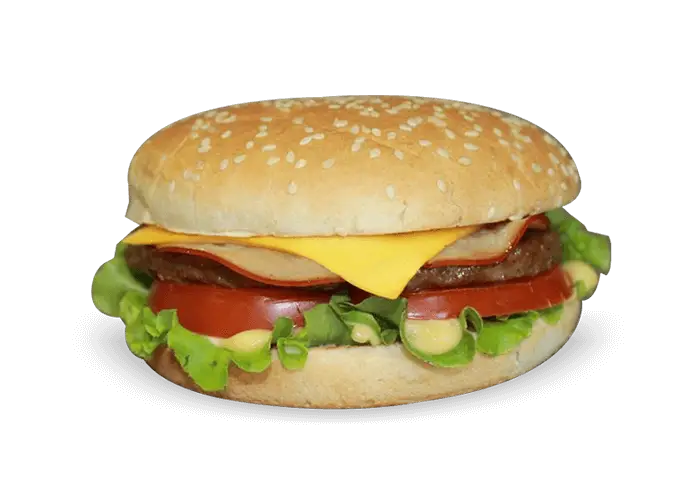 Burger with Cheese and Fresh Vegetables
