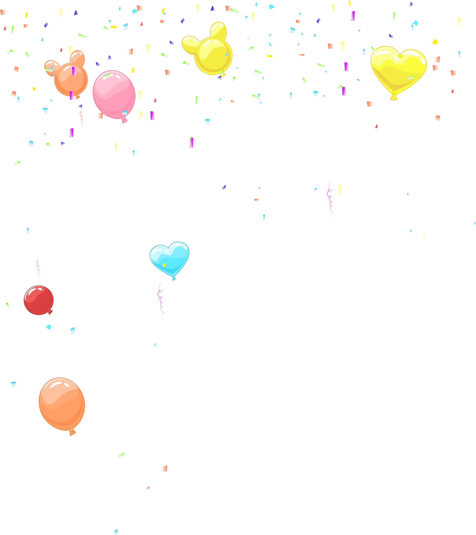 Colorful Balloons and Confetti in the Air
