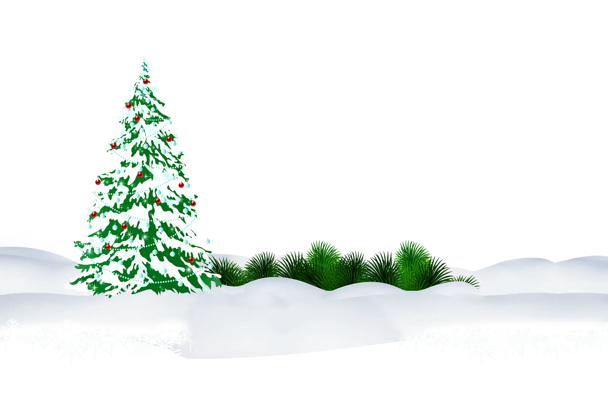 Snowy Winter Landscape with Christmas Tree