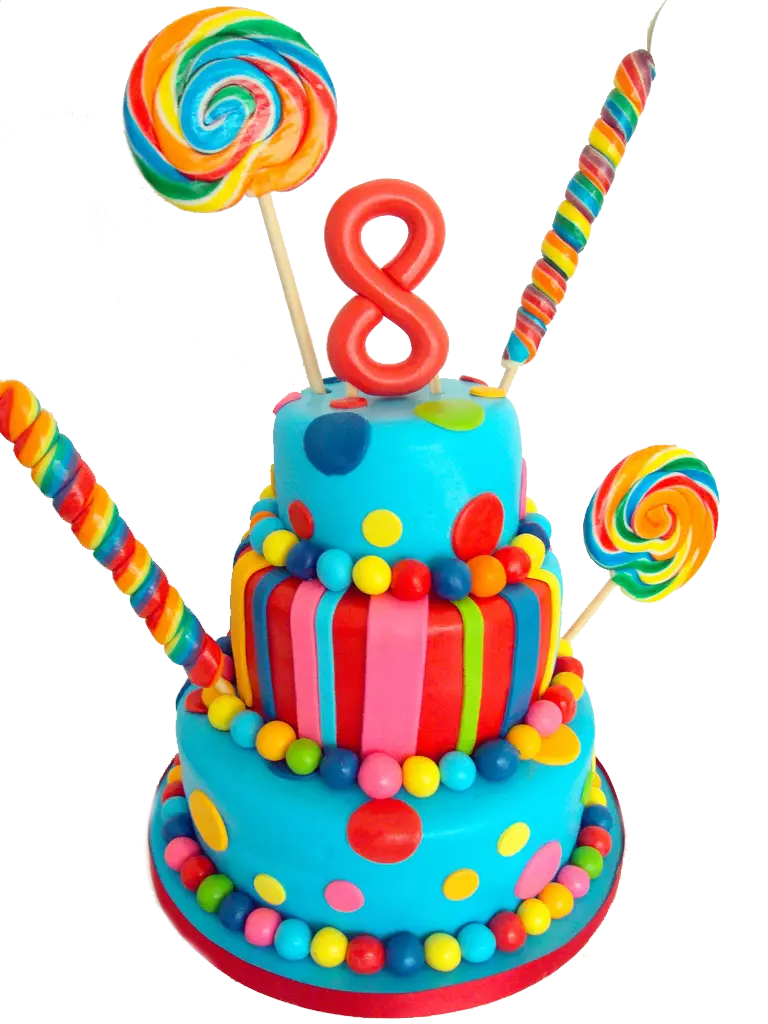 Colorful Birthday Cake with Lollipops