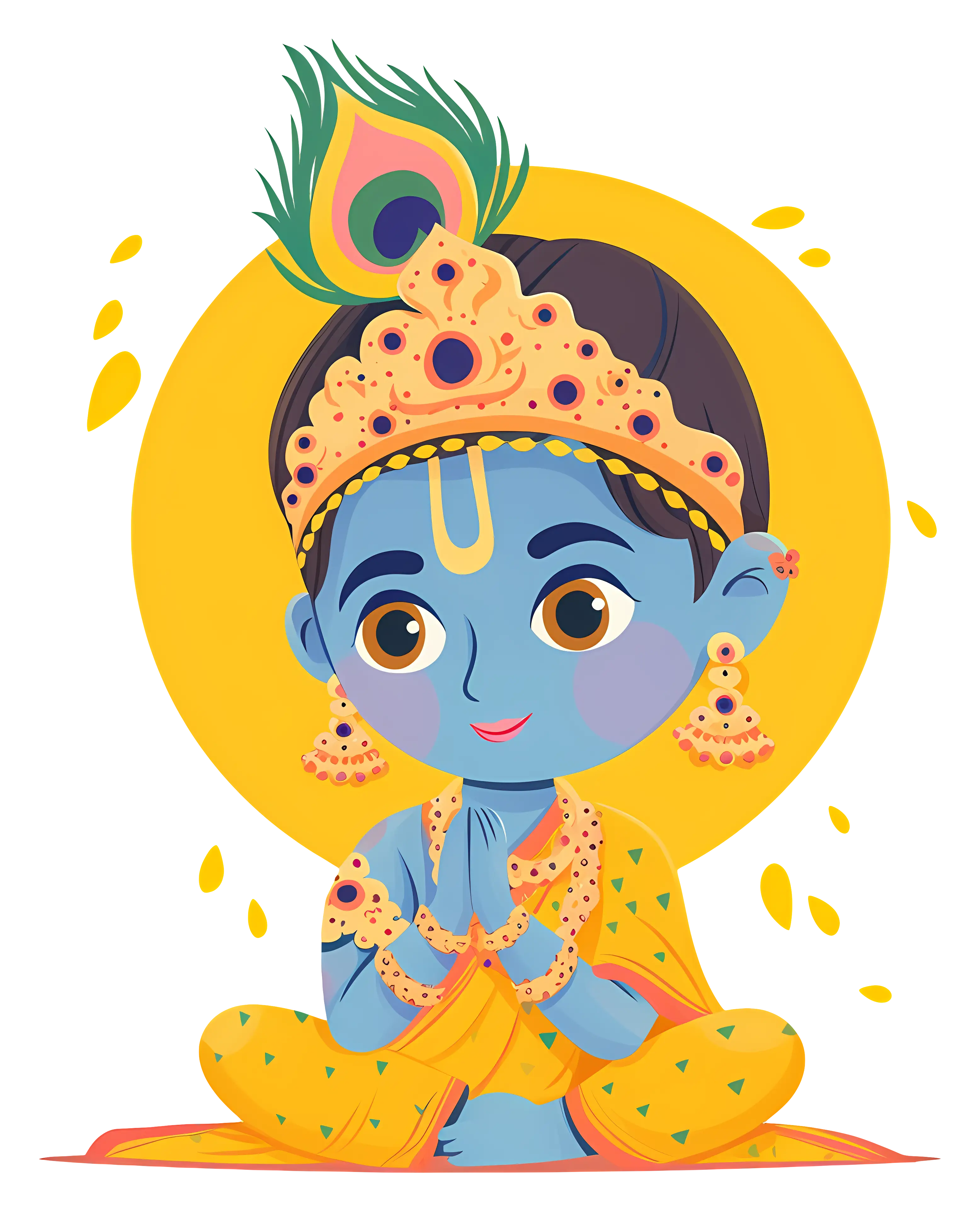 Blue Deity with Crown in Yellow Outfit