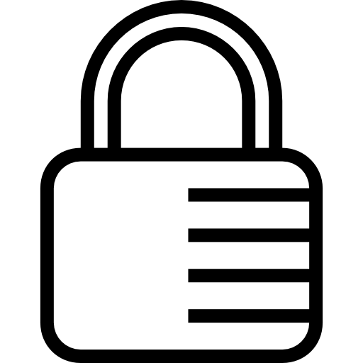 Simple black and white padlock icon