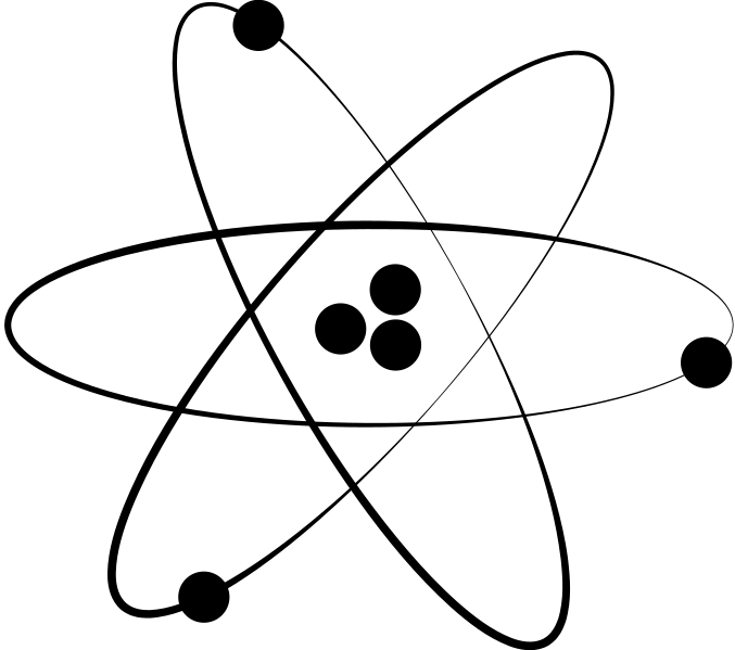Black and White Atom Model Illustration