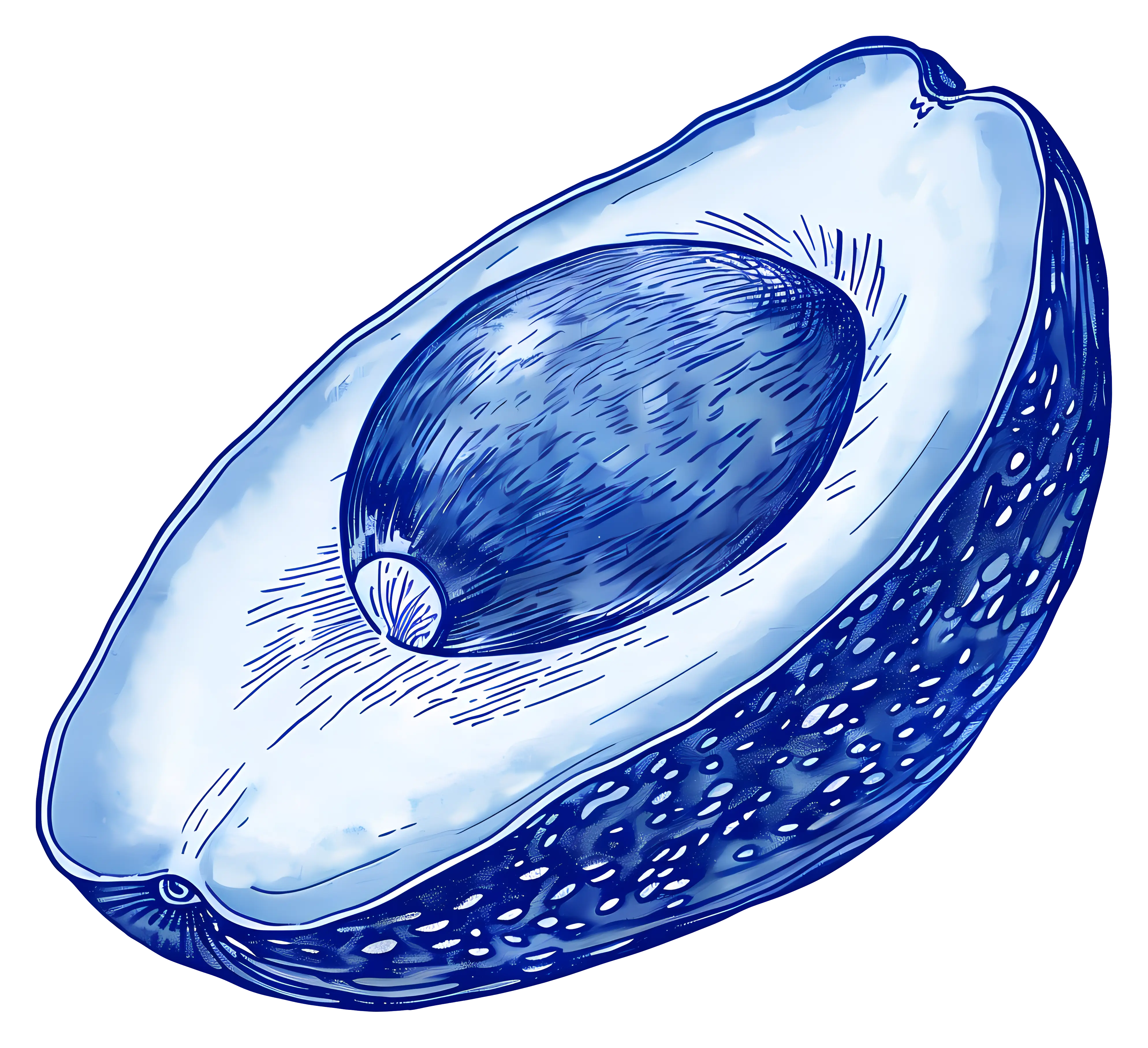 Blue Avocado Illustration