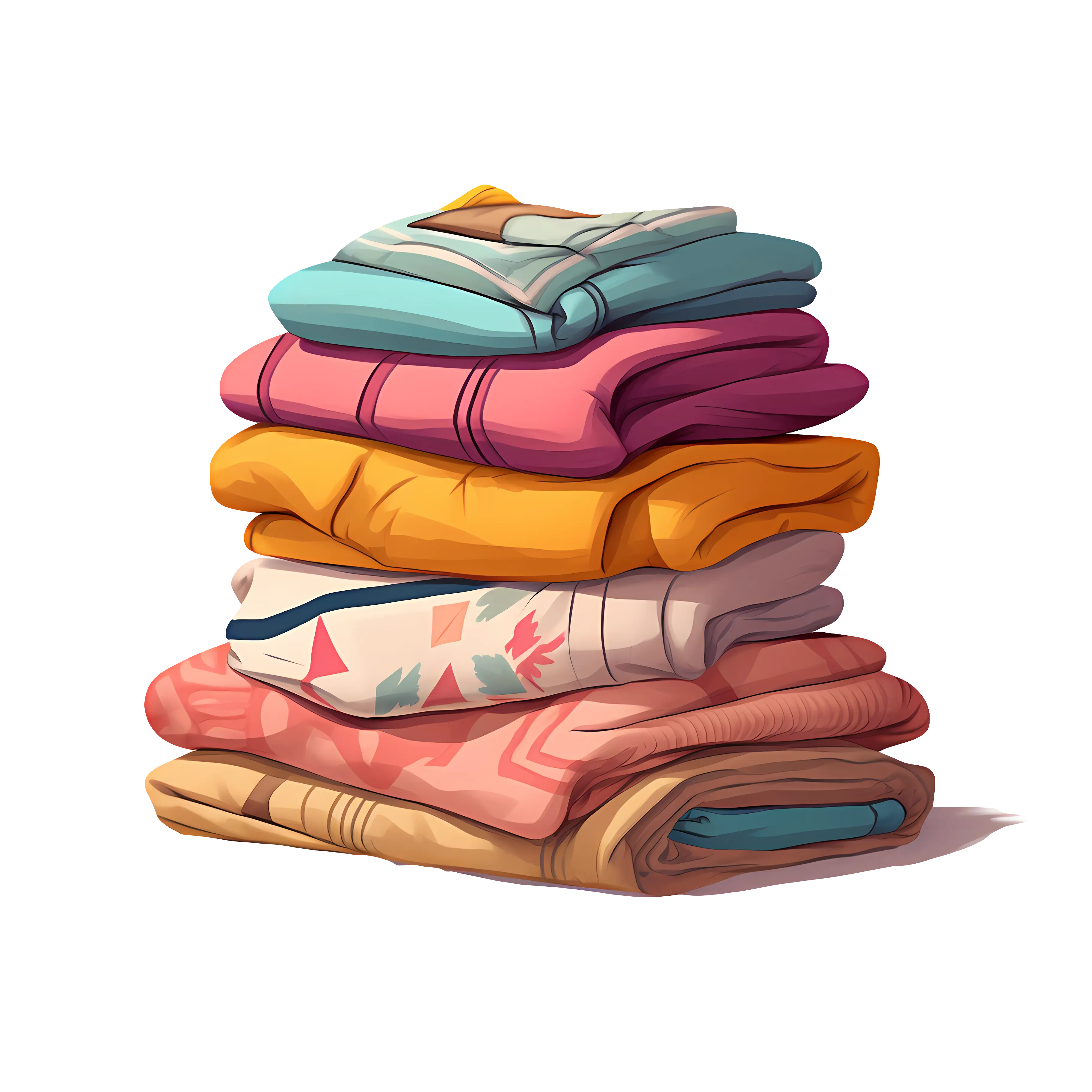 Colorful Stack of Folded Cozy Blankets
