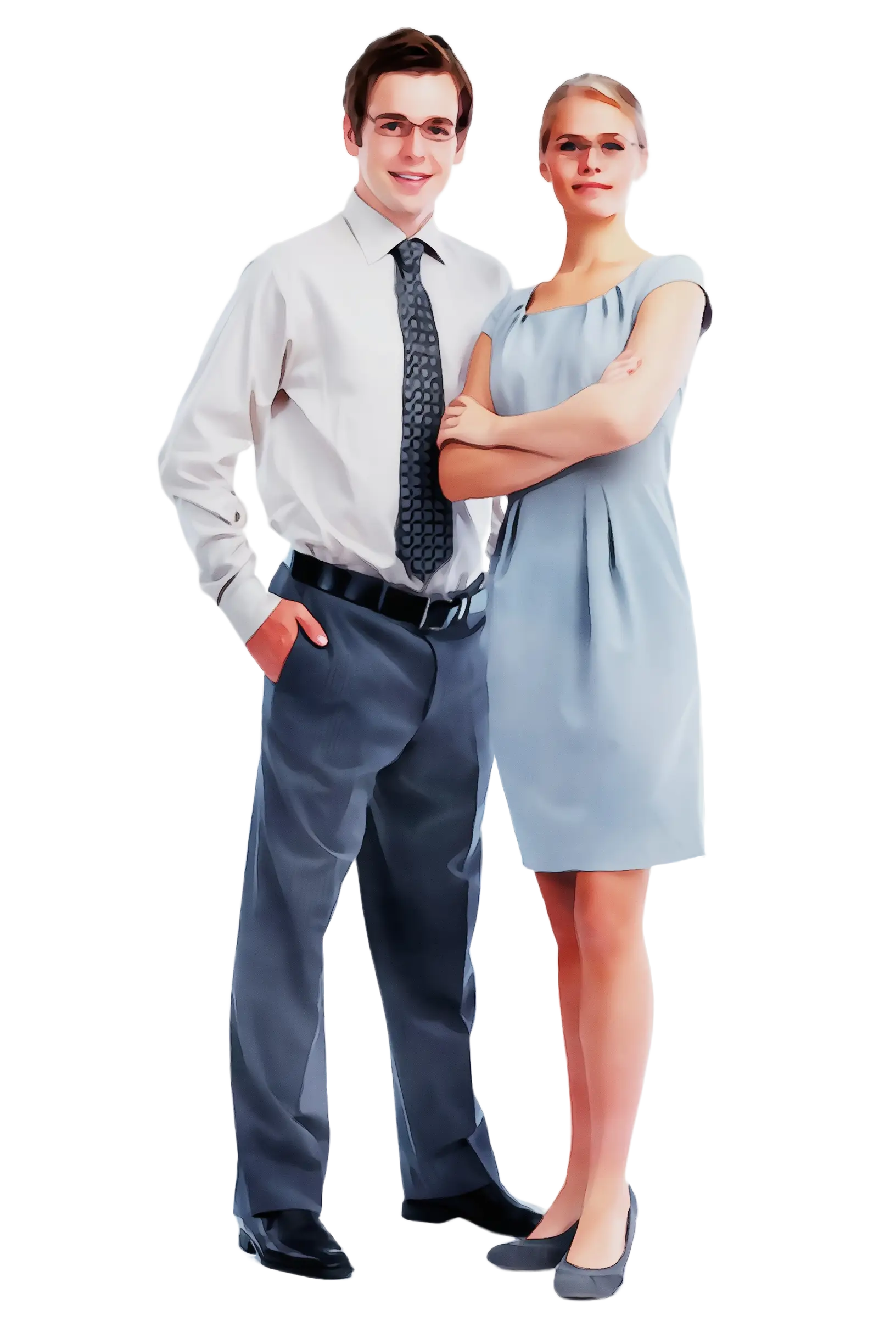 Professionally Dressed Man and Woman