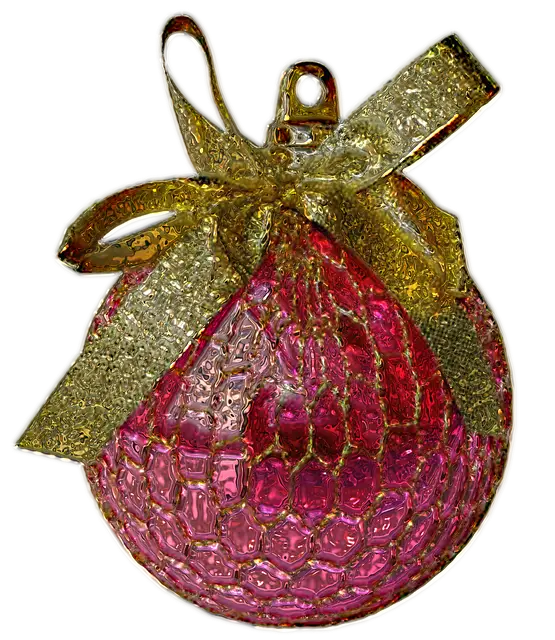 Pink Christmas Ornament with Gold Bow